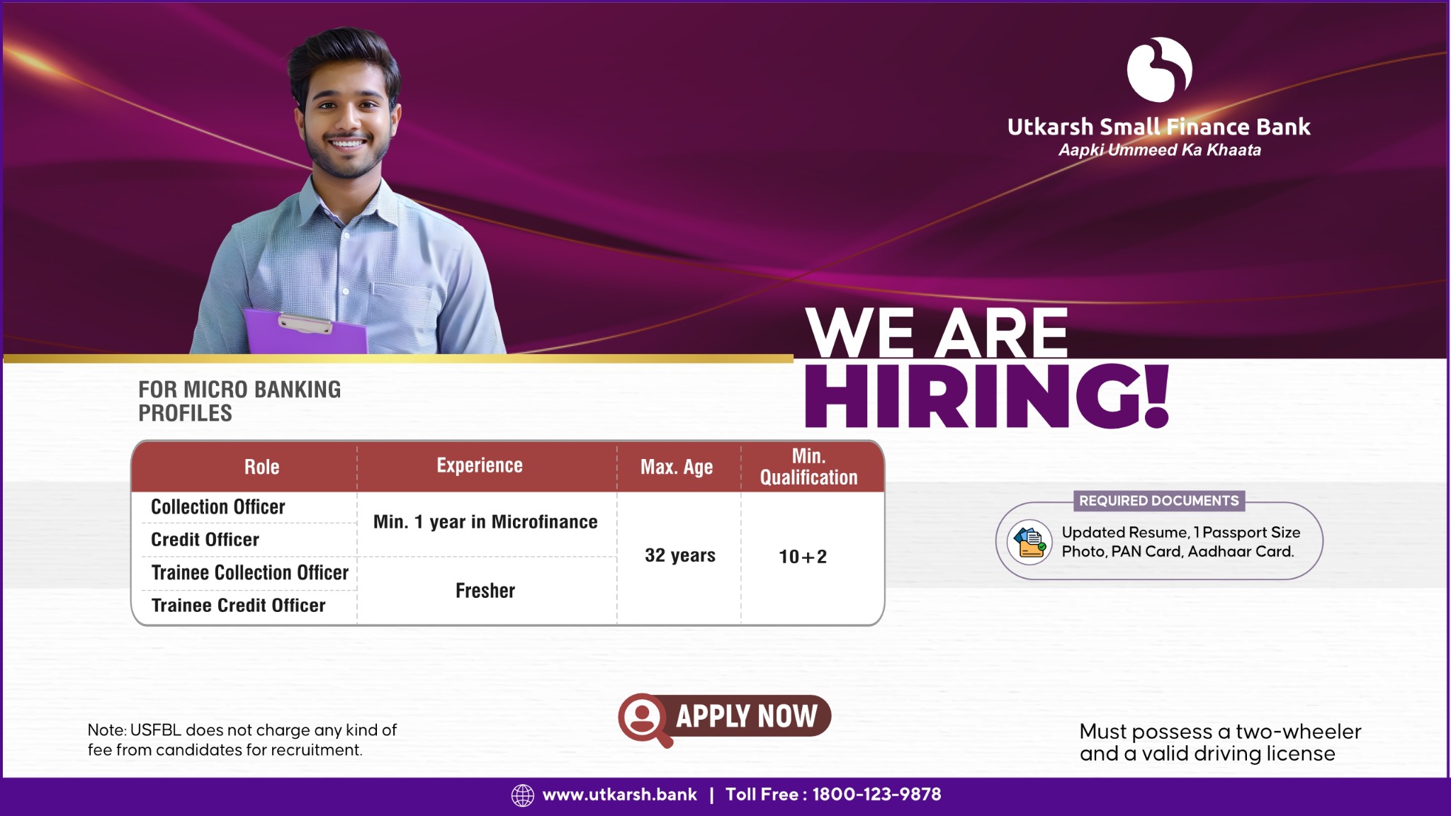Utkarsh Small Finance Bank Facebook ad from Nov 30, 2025