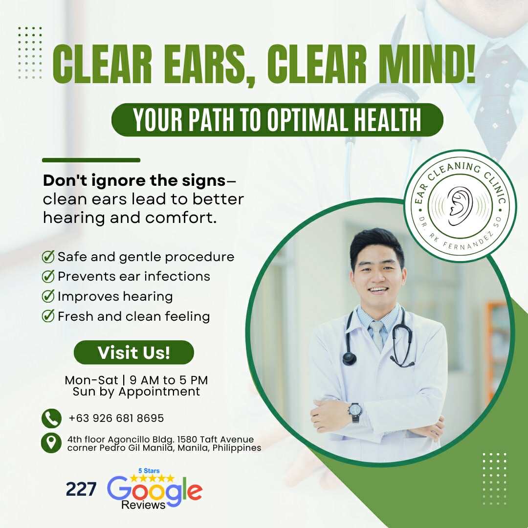 Ear Cleaning Clinic - Manila Facebook ad: Earwax buildup can cause hearing loss or infection.
