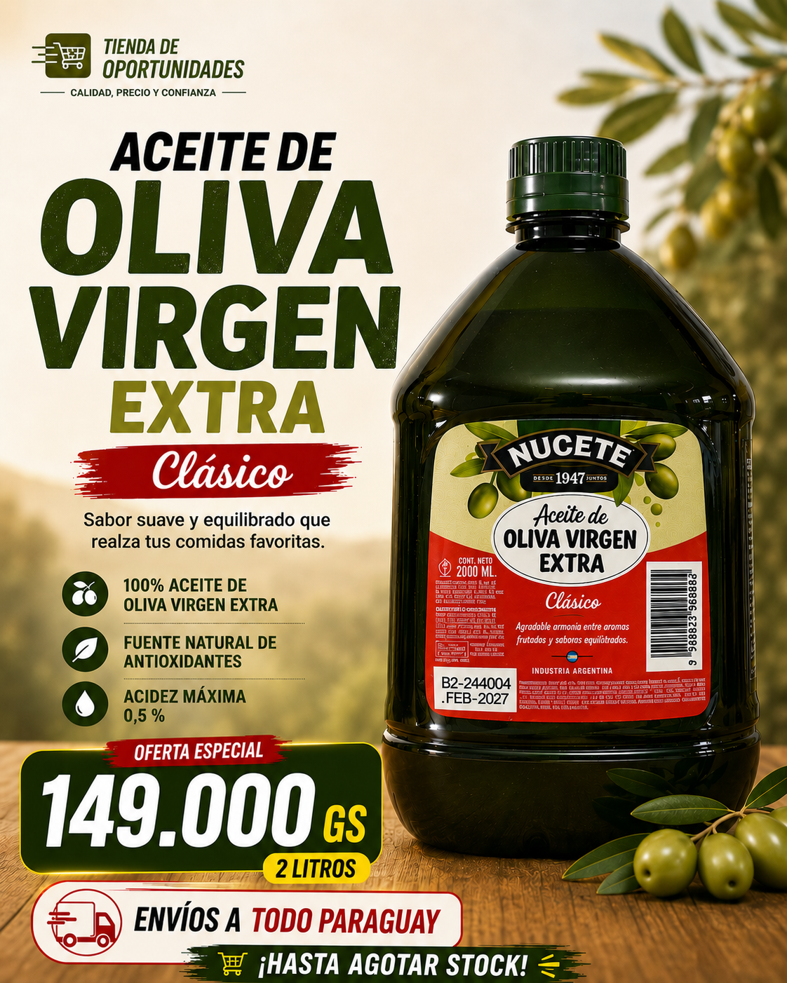 Tienda De Oportunidades Py Facebook ad: Aceite de Oliva 2L • Gs. 149.000