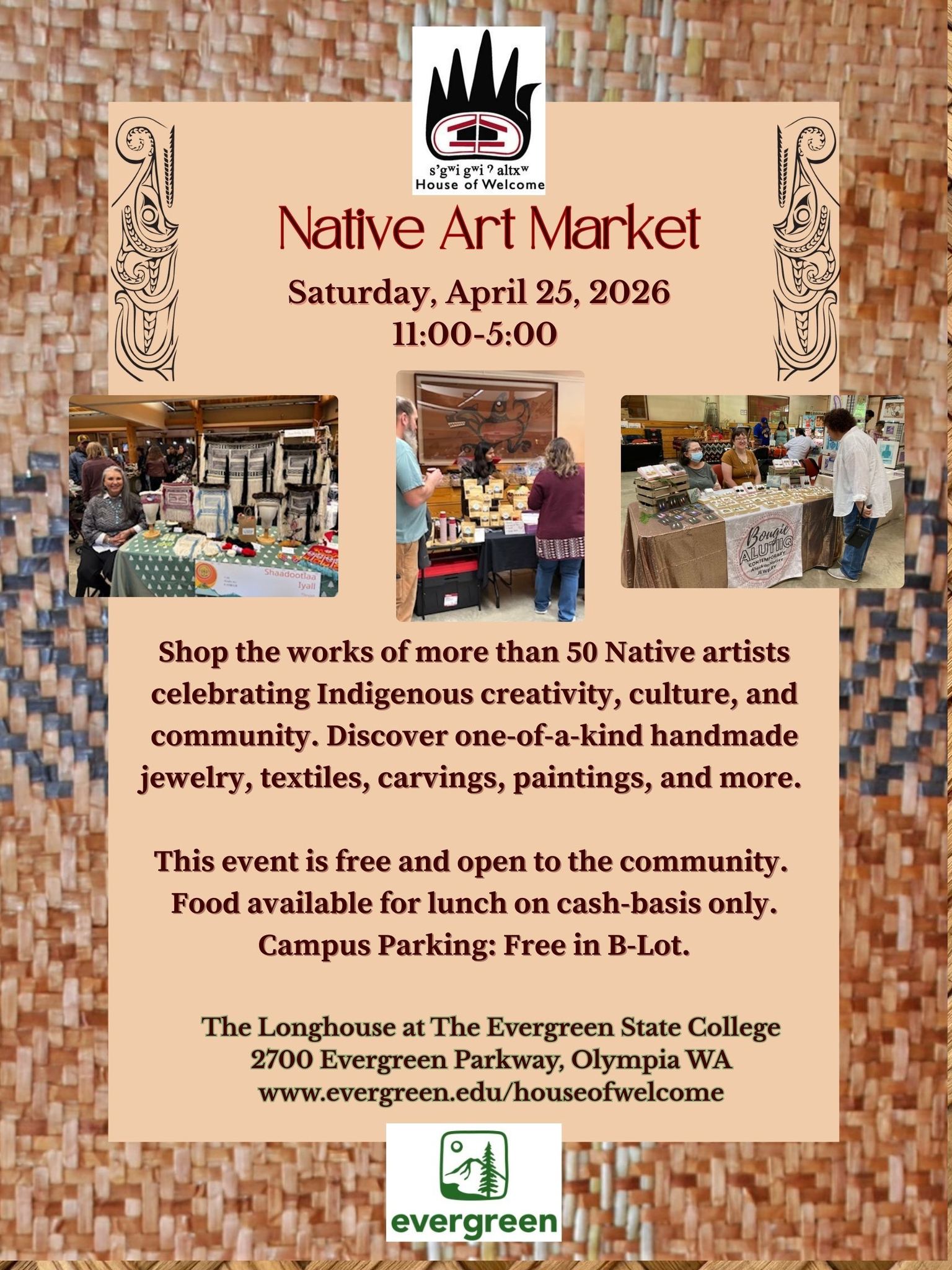 House of Welcome-Evergreen Longhouse Facebook ad: Native Art Market at House of Welcome