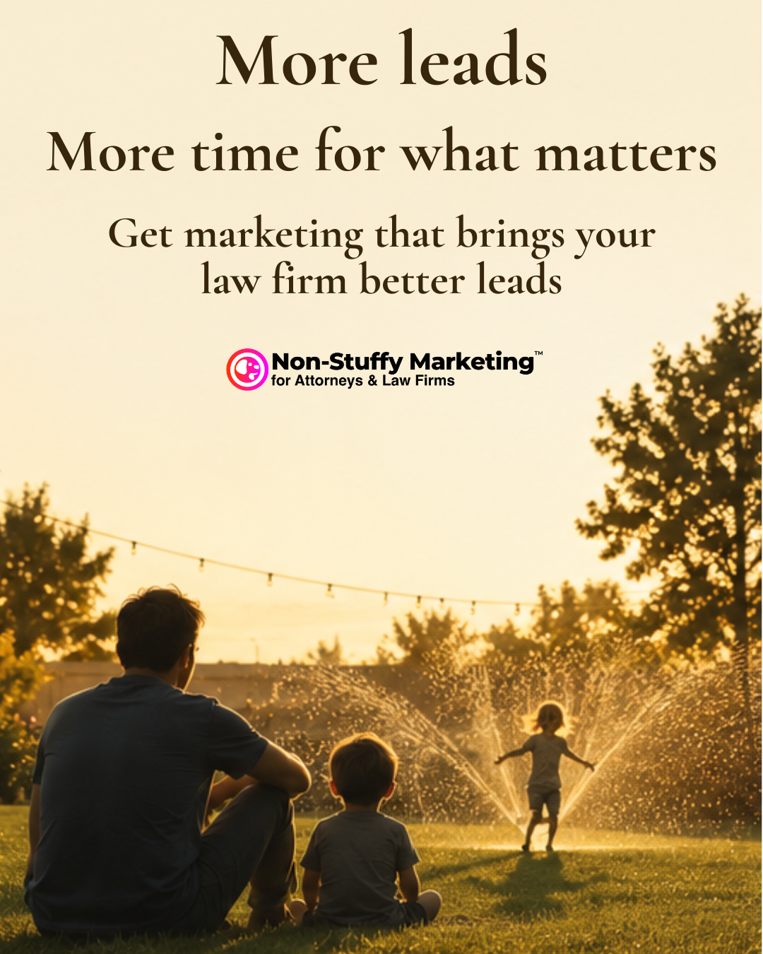 Non-Stuffy Marketing Facebook ad: More law Firm Leads. More Freedom.