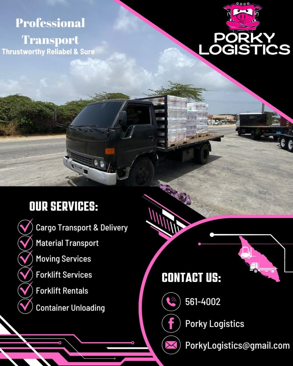 Porky Logistics Facebook ad: Need Help Moving or Transporting Heavy Loads?