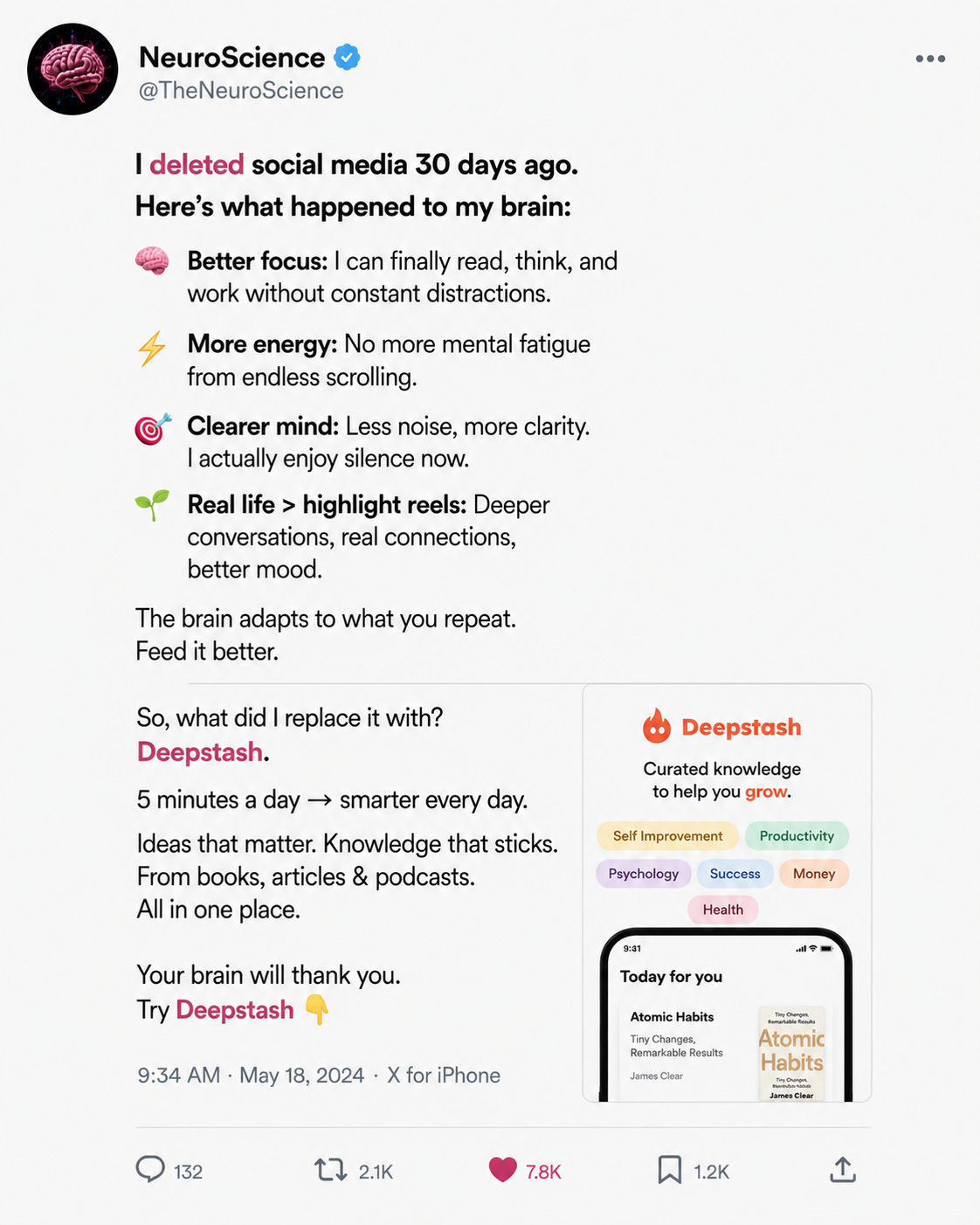 Deepstash Facebook ad