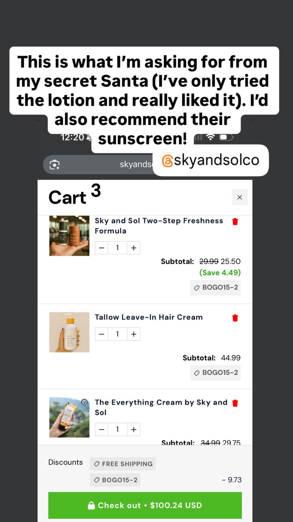 Sky&sol Facebook ad