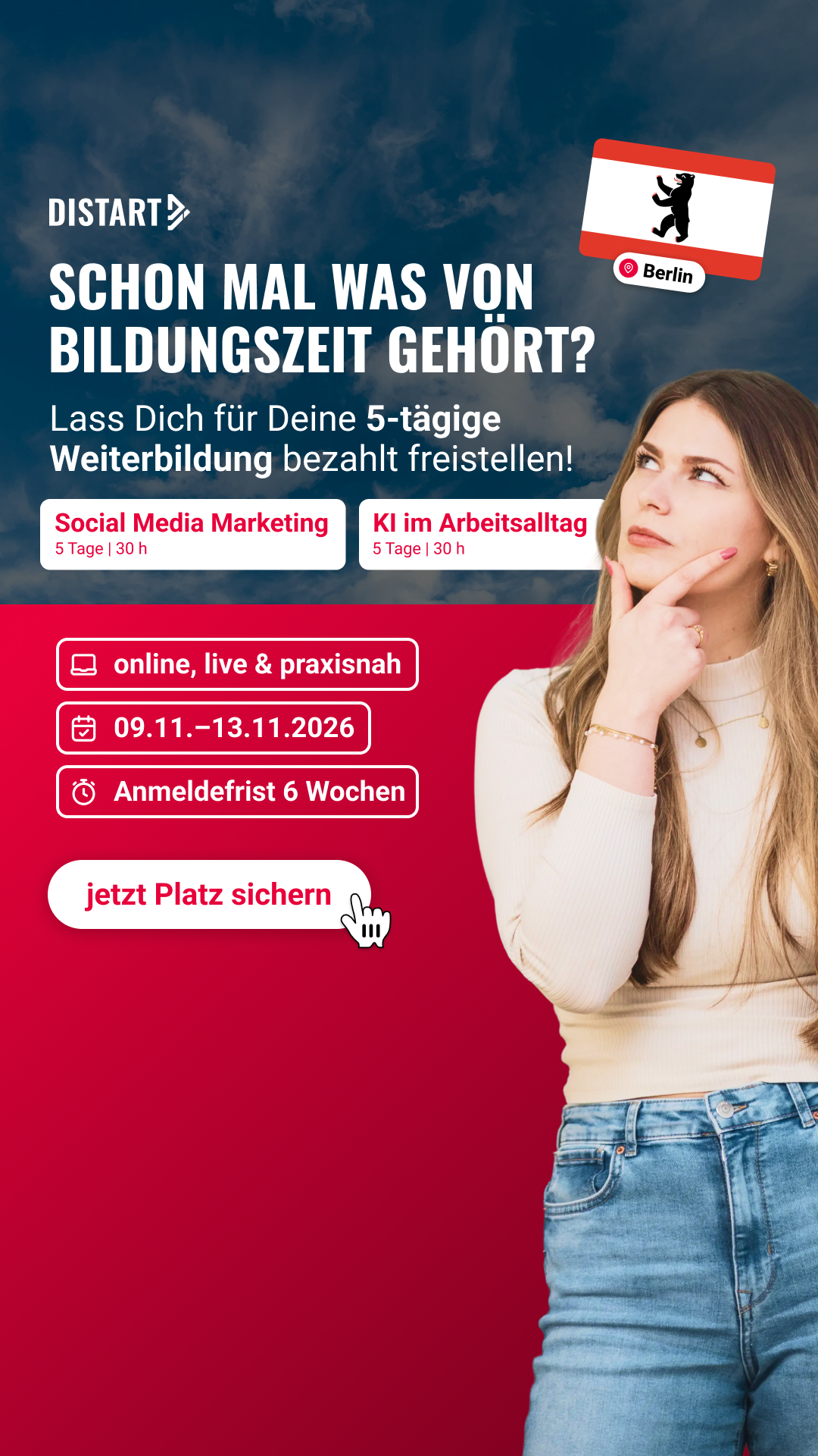 Distart Facebook ad: Bildungszeit in Berlin