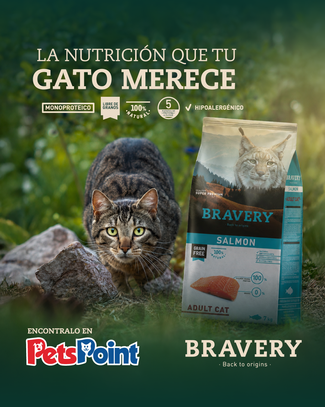 Bravery Pet Food CR Facebook ad: Para los que eligen natural.