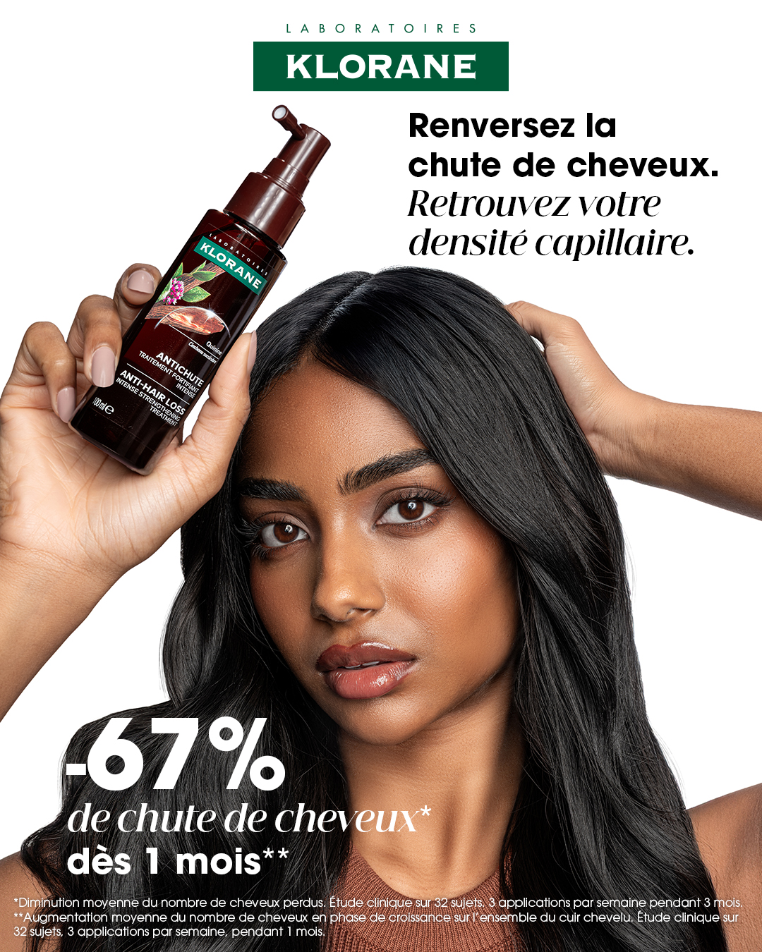 Klorane France Facebook ad: Chute de cheveux?