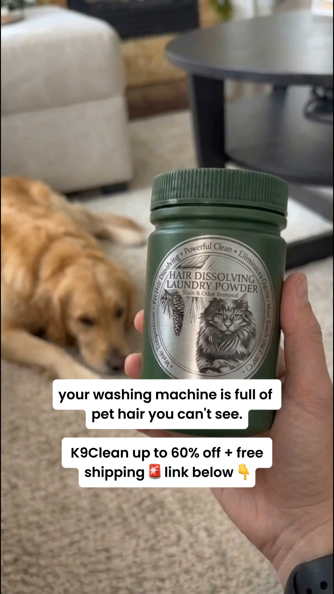 K9Clean Pets Facebook ad: Pet Hair in Laundry? Solve It with K9Clean