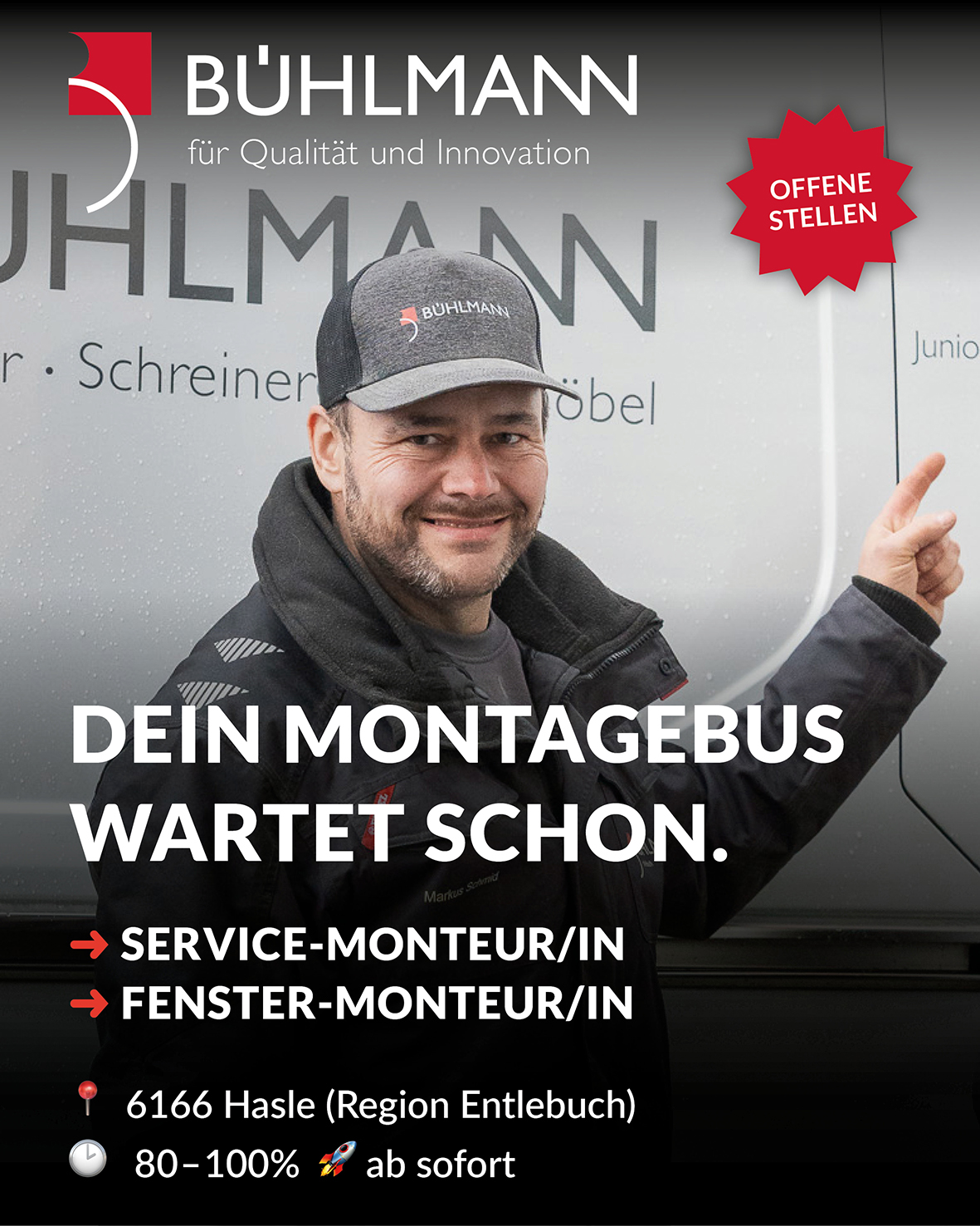 Bühlmann AG Entlebuch Facebook ad: Dein Job mit echten Vorteilen