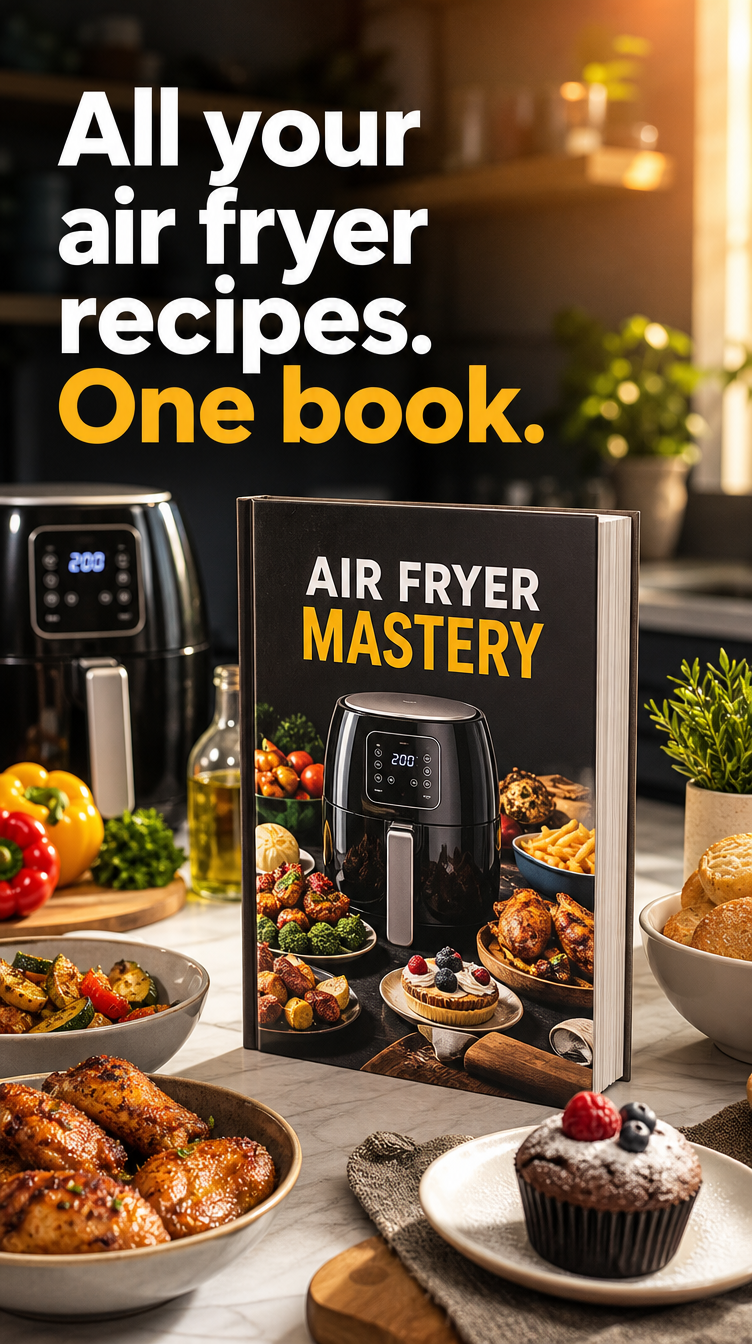 Crisp Kitchen Co Facebook ad: All your air fryer recipes. One book.