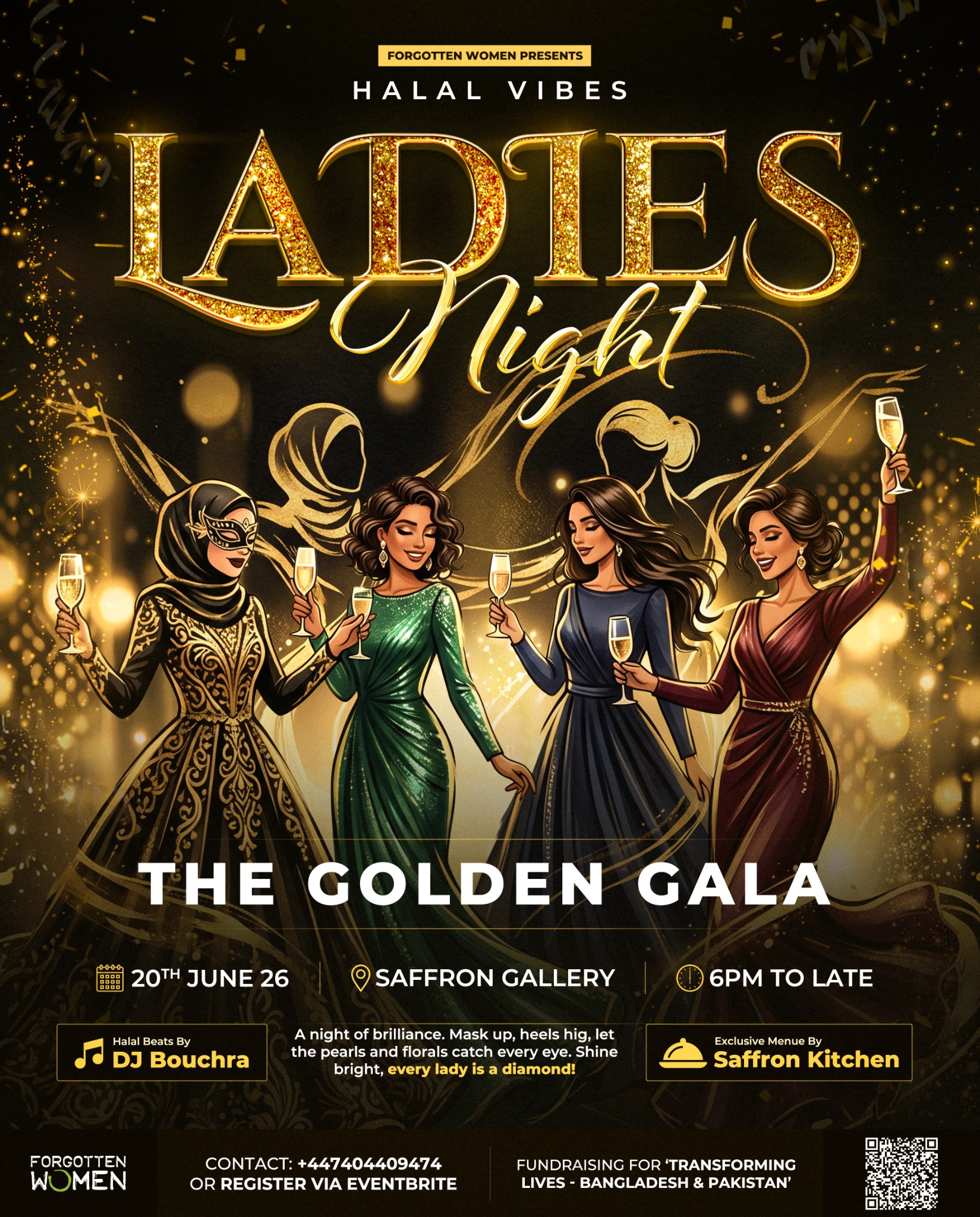 Eventsatforgottenwomen Facebook ad: Ladies Night: The Golden Gala (Halal Vibes)