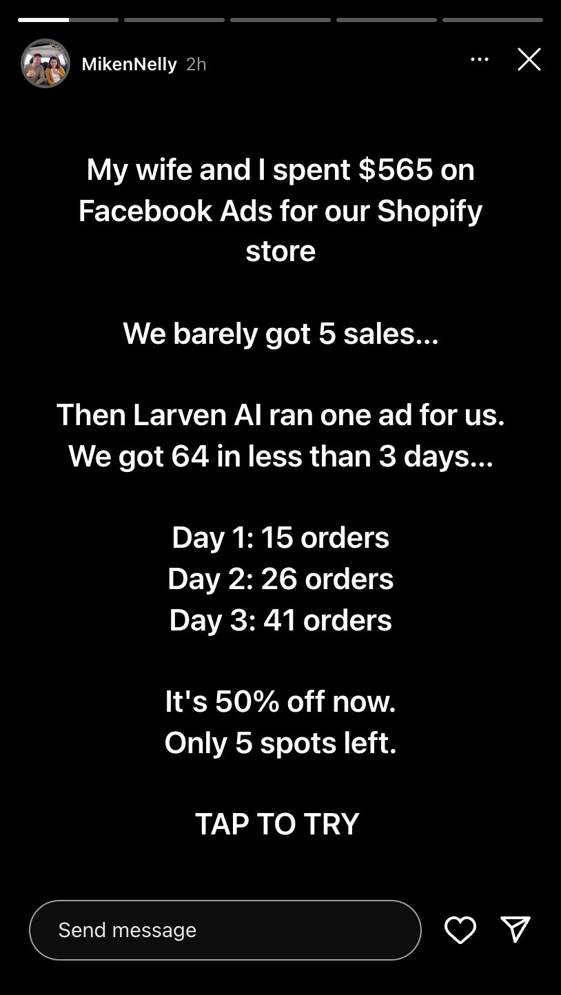 Larven AI Facebook ad