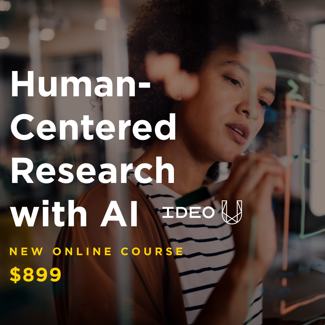 IDEO U Facebook ad: New: Human-Centered Research with AI