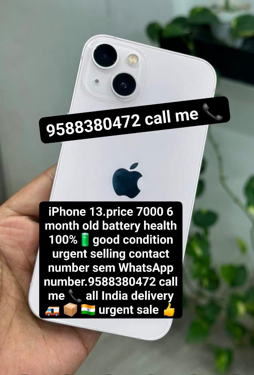 iPhone 13.cont.9588380472 call me all India delivery urgent sale Facebook ad: iPhone 13.price 7000 6 month old battery health…