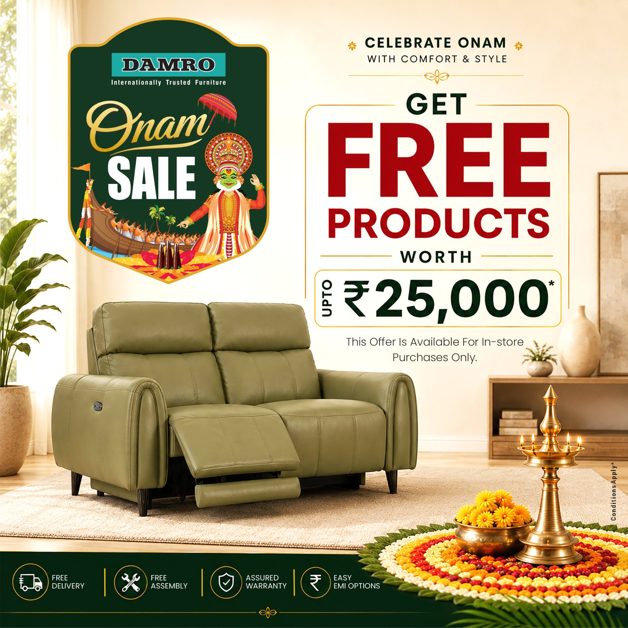 Damro Furniture Kerala Facebook ad: A beautiful home makes every Onam celebration more…