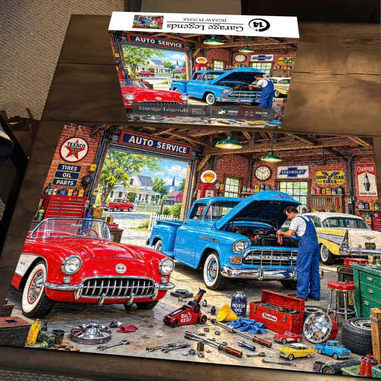 Puzzlepickup Facebook ad: Garage Legends Jigsaw Puzzle 1000 Pieces