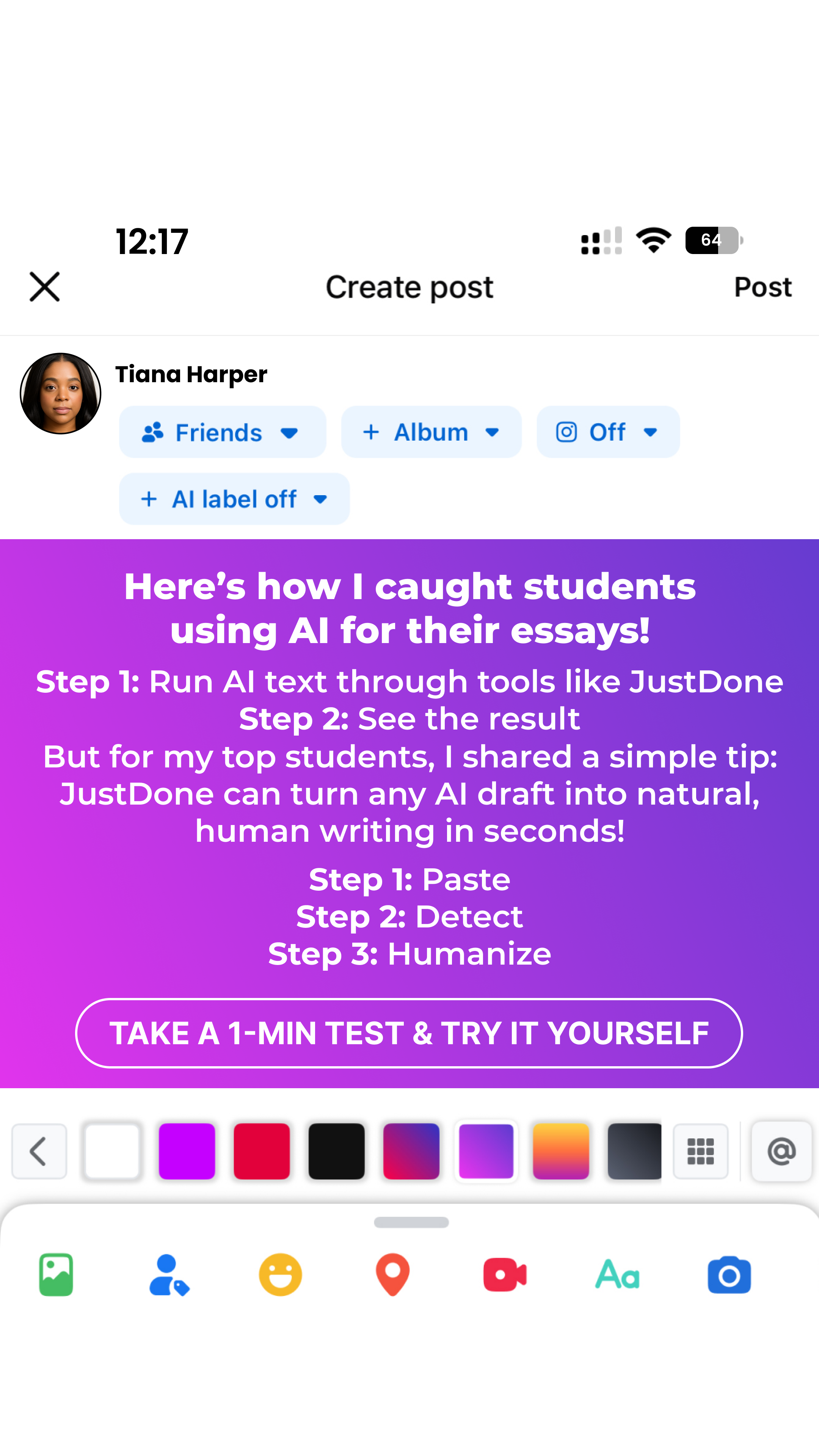 JustDone Facebook ad