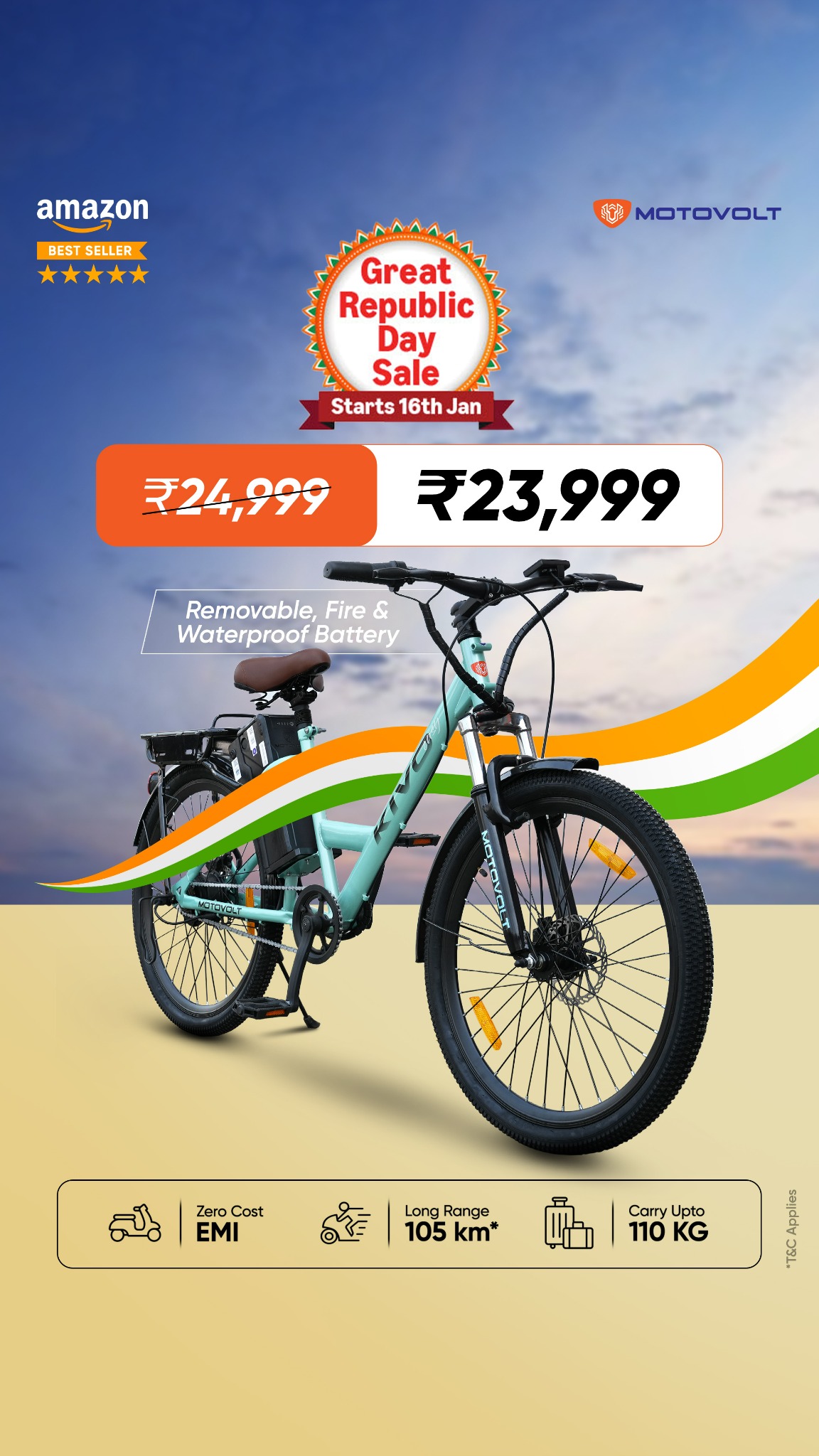 Motovolt India Facebook ad: ₹23,999 Republic Day Deal