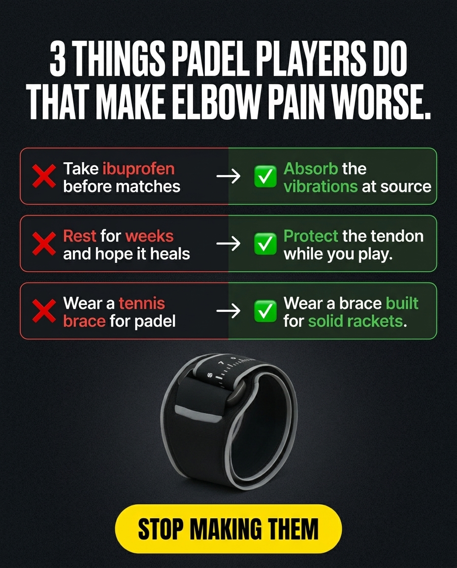 PadelGuard Facebook ad: PadelGuard Elbow Support, Play Pain-Free
