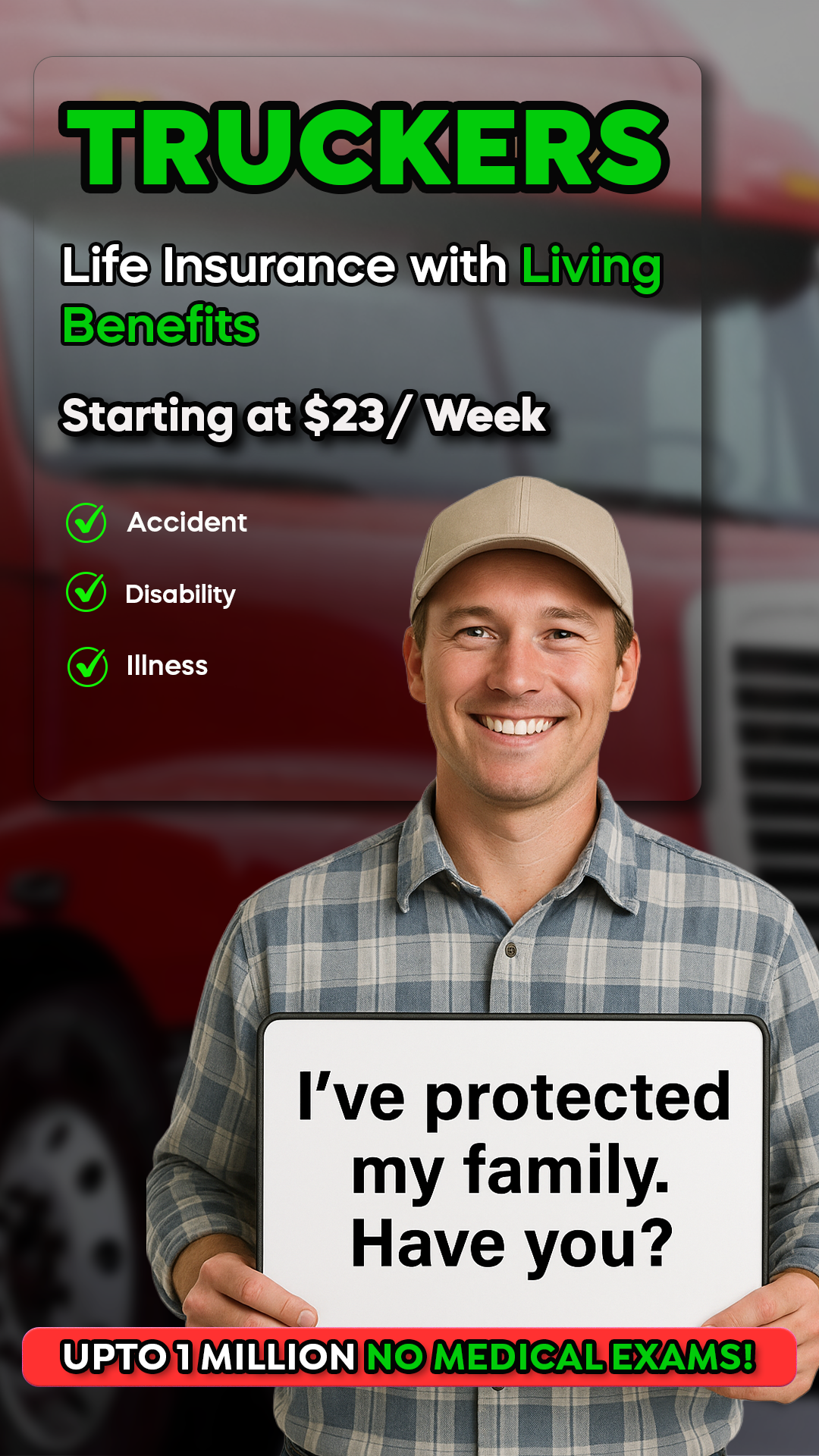 Life Insurance For Truck Drivers Facebook ad
