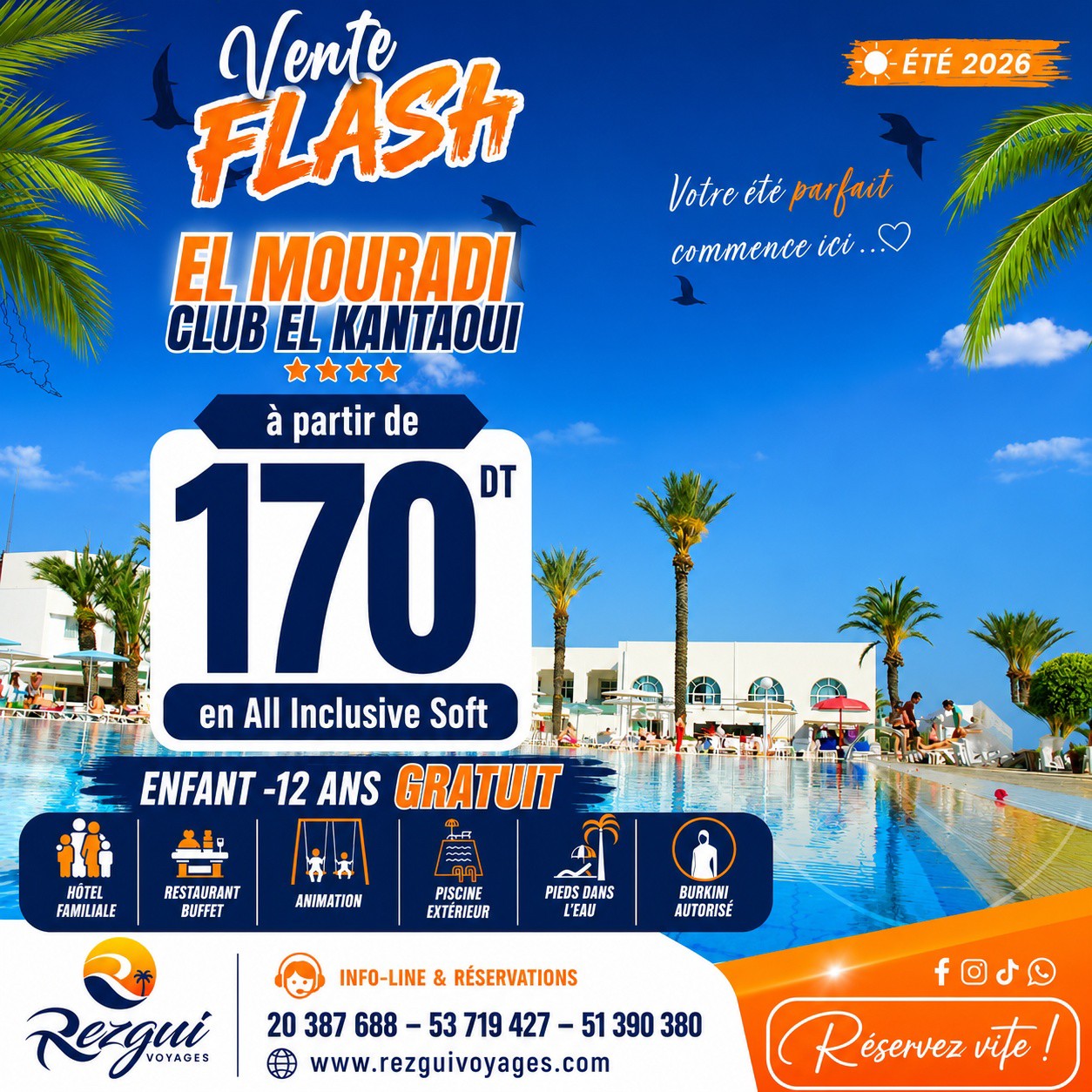 Rezgui Voyages & Loisirs Facebook ad: HΓ΄tel 4 Pieds dans l'eau Γ partir deβ¦