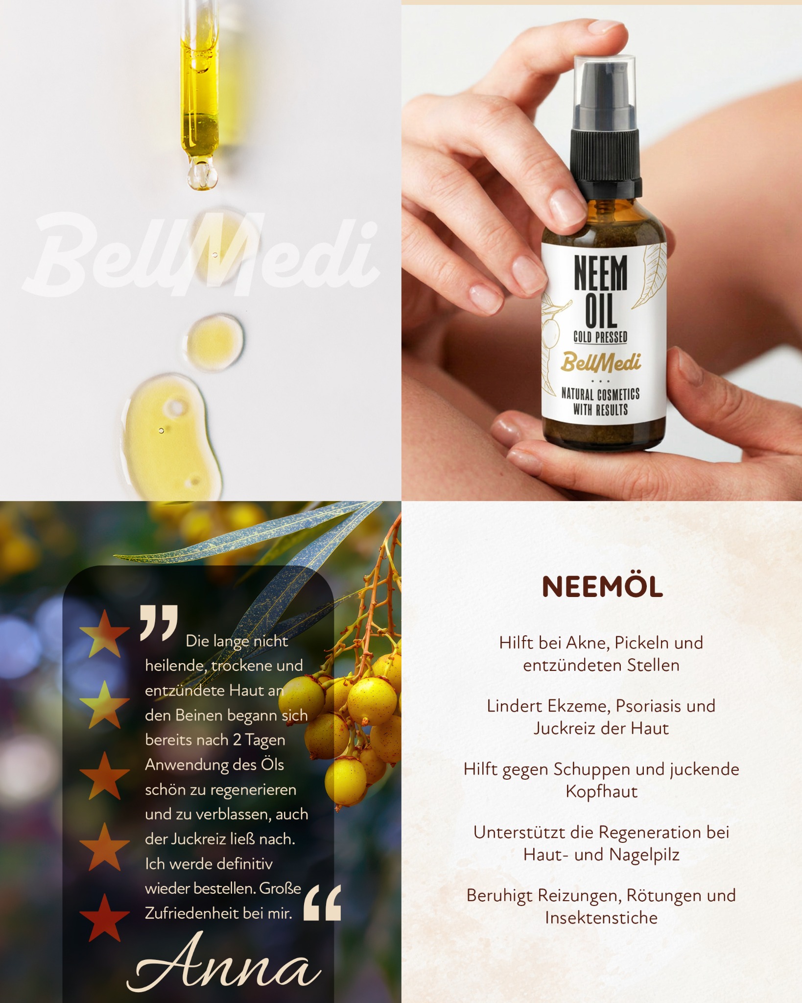 BellMedi - Naturkosmetik mit Ergebnissen Facebook ad: Kaufe 50 ml für nur 10,90 €!
