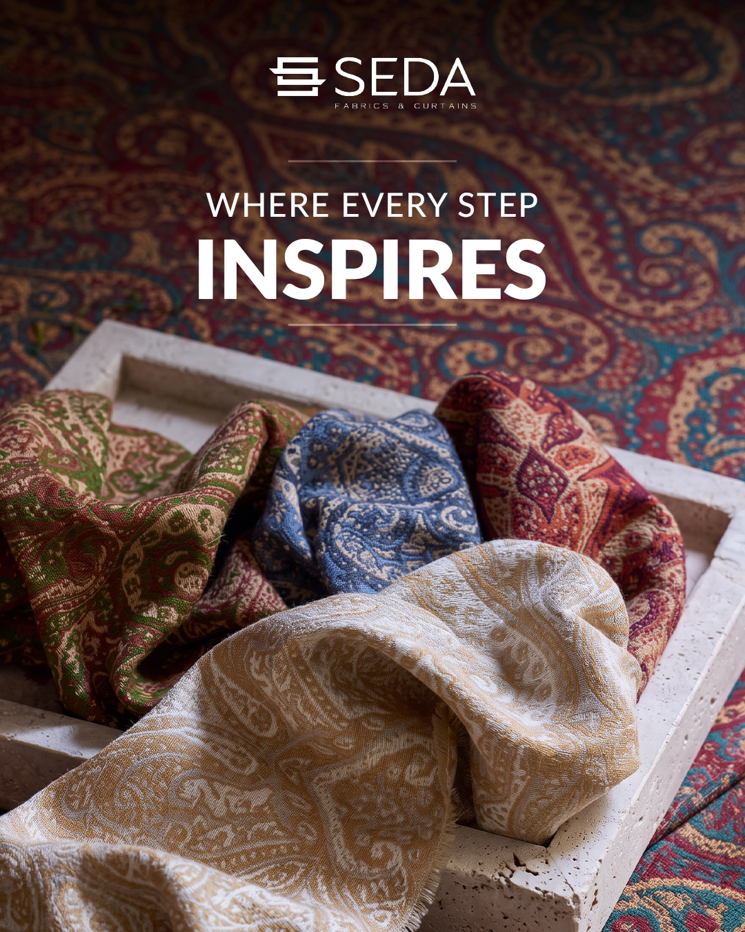 SEDA Home Textiles Facebook ad: Every masterpiece begins with a single spark of…