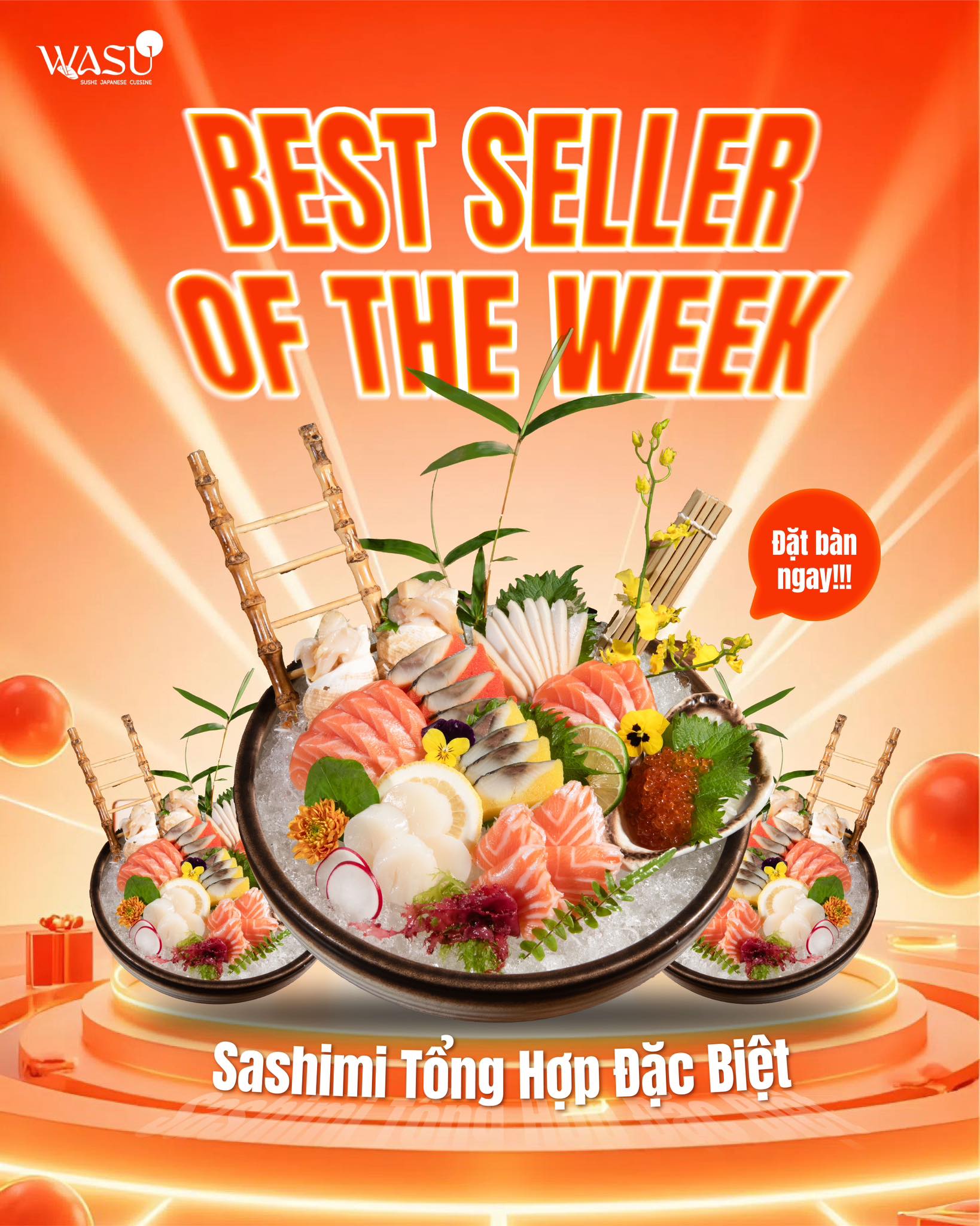 WASU Việt Nam Facebook ad: BEST SELLER OF THE WEEK, SASHIMI TỔNG HỢP…