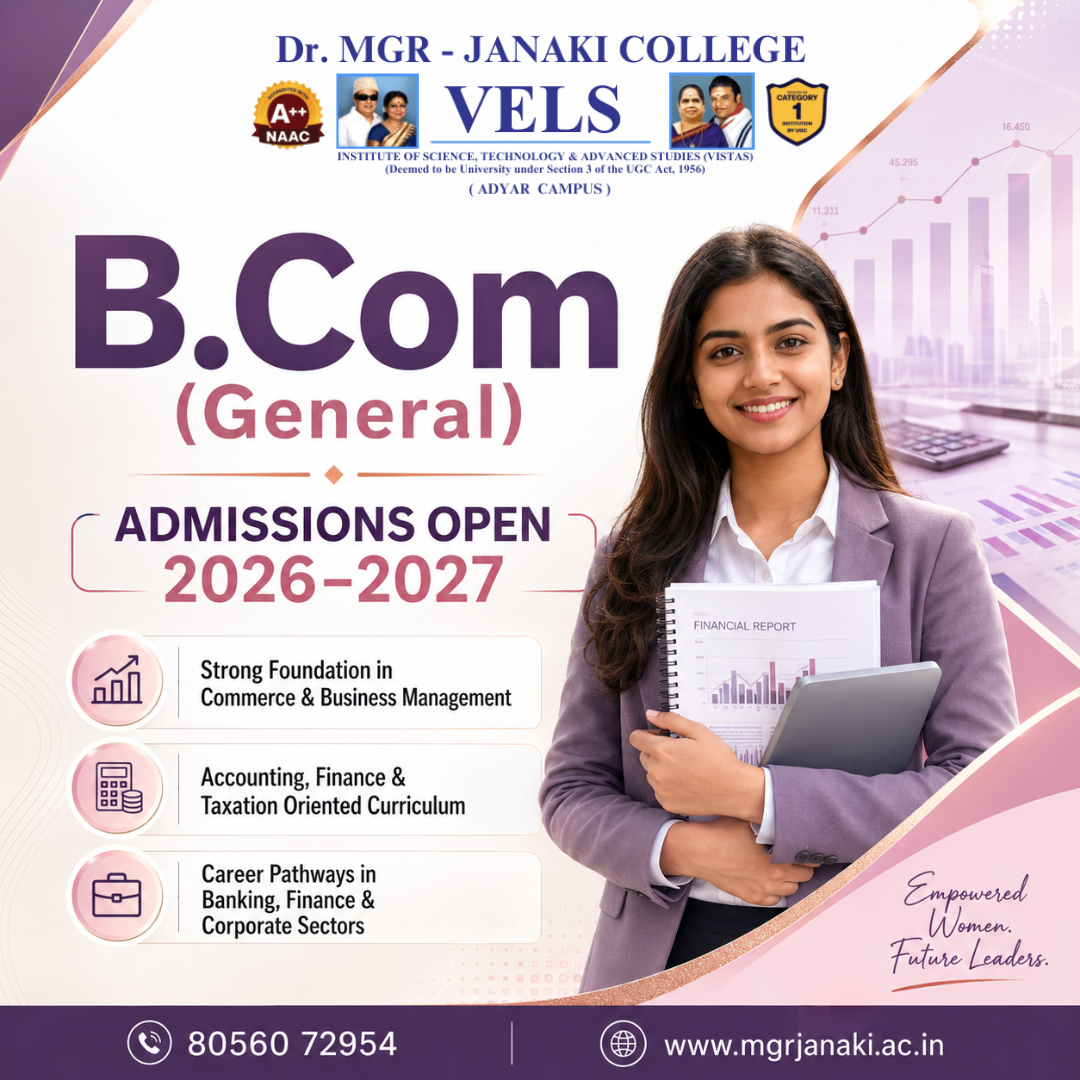 Vels Institute of Science Technology and Advanced Studies Facebook ad: Admissions Open at Vels MGR - Janaki College…