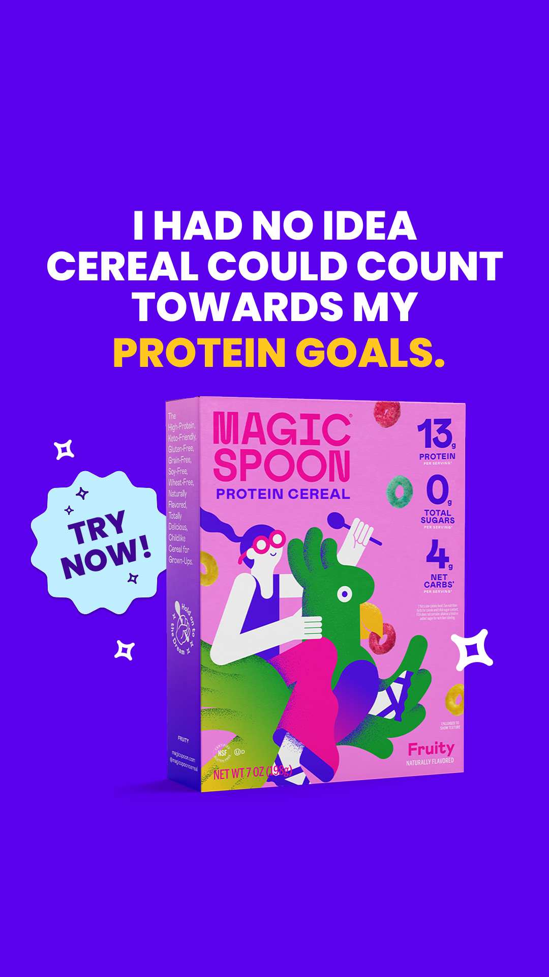 Magic Spoon Cereal Facebook ad: Protein Goals, Met