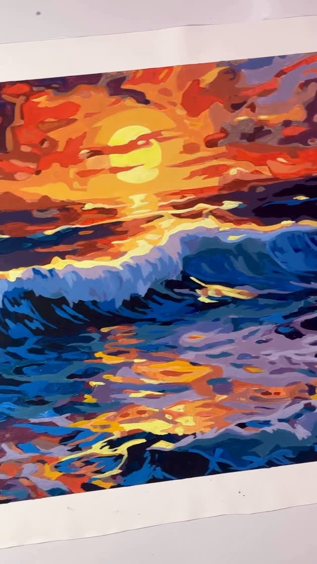 Art therapy Facebook ad: I just finished painting this gorgeous sunset with…