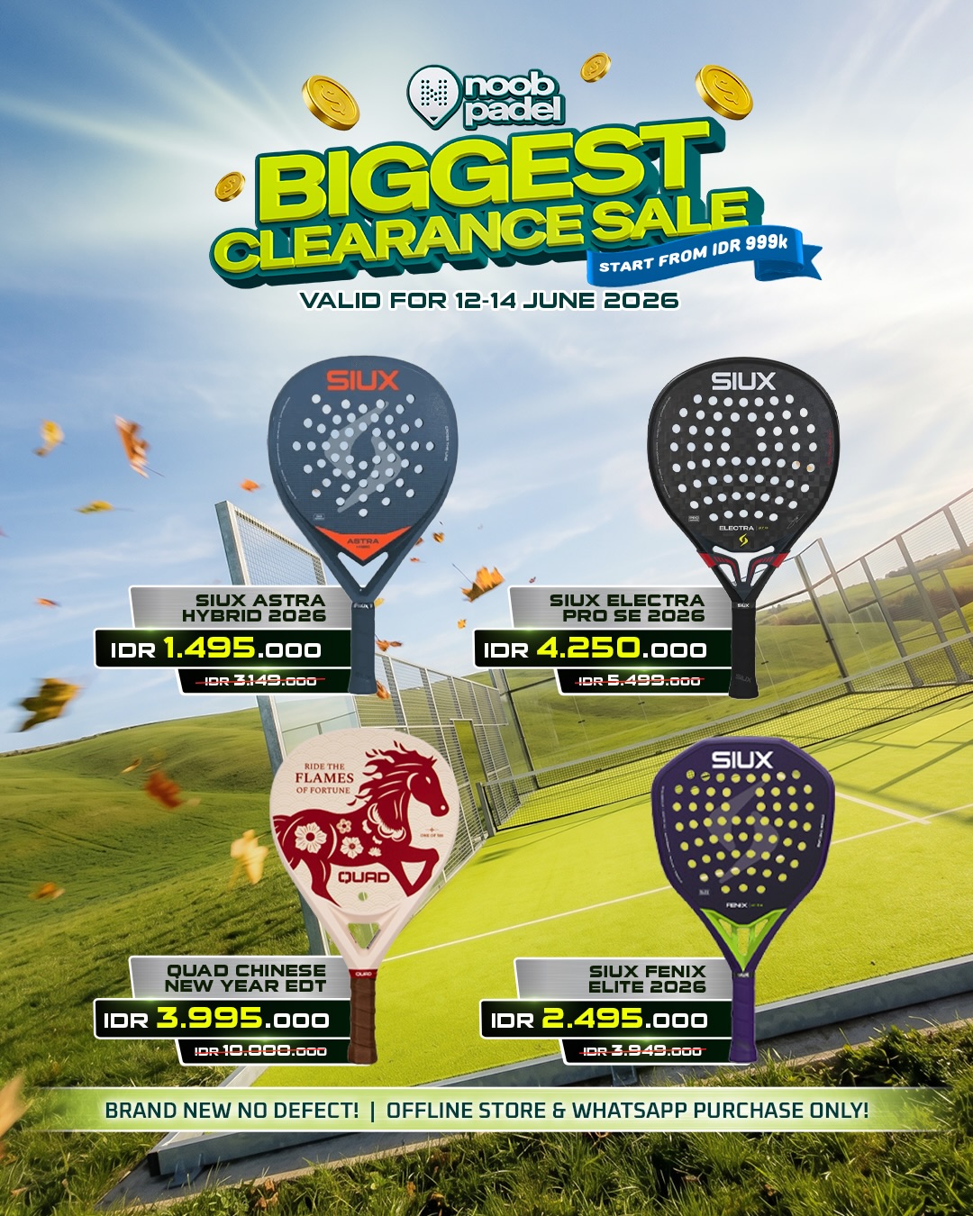 NOOB PADEL Facebook ad: THE REAL CLEARANCE SALE IS COMING
