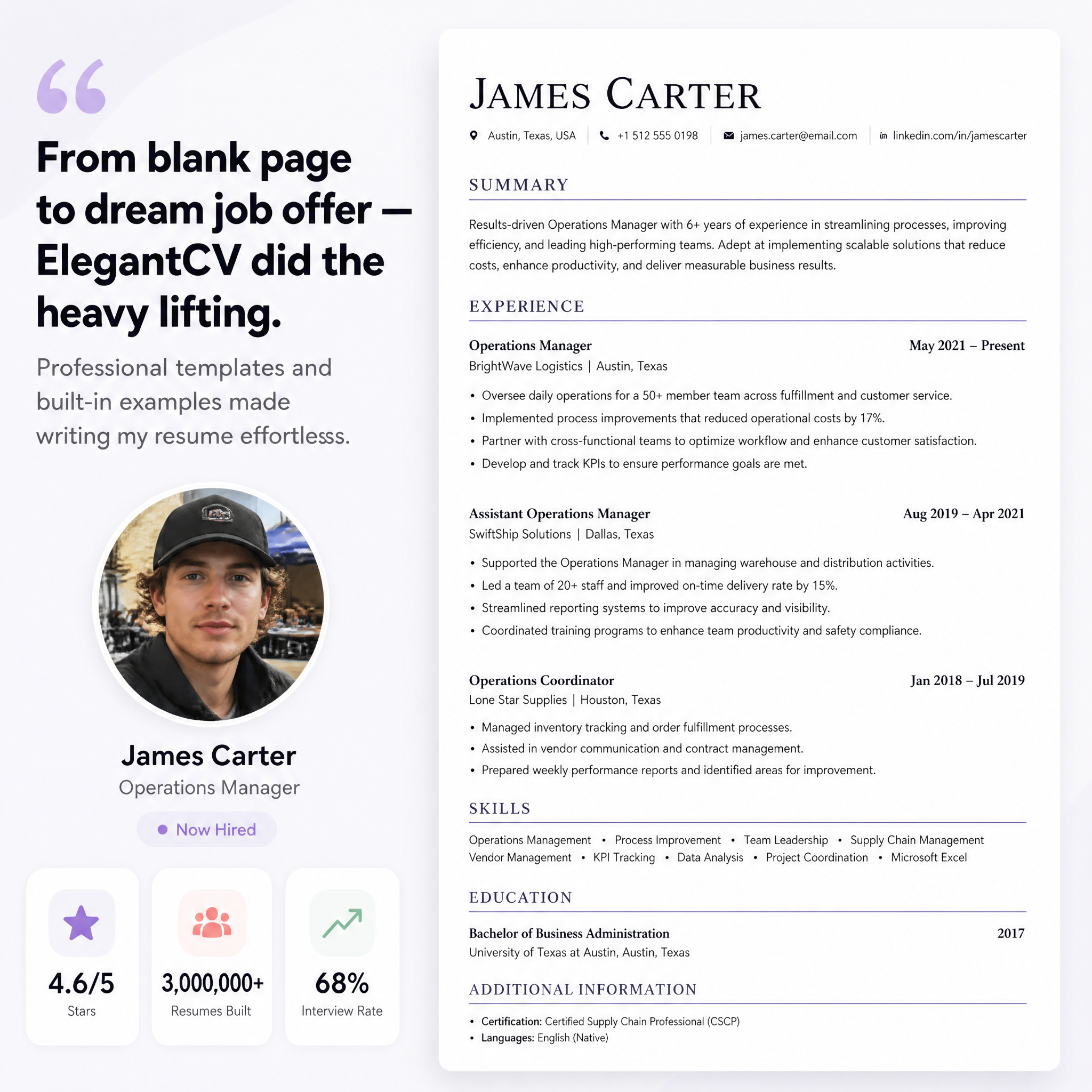 Elegant CV Facebook ad