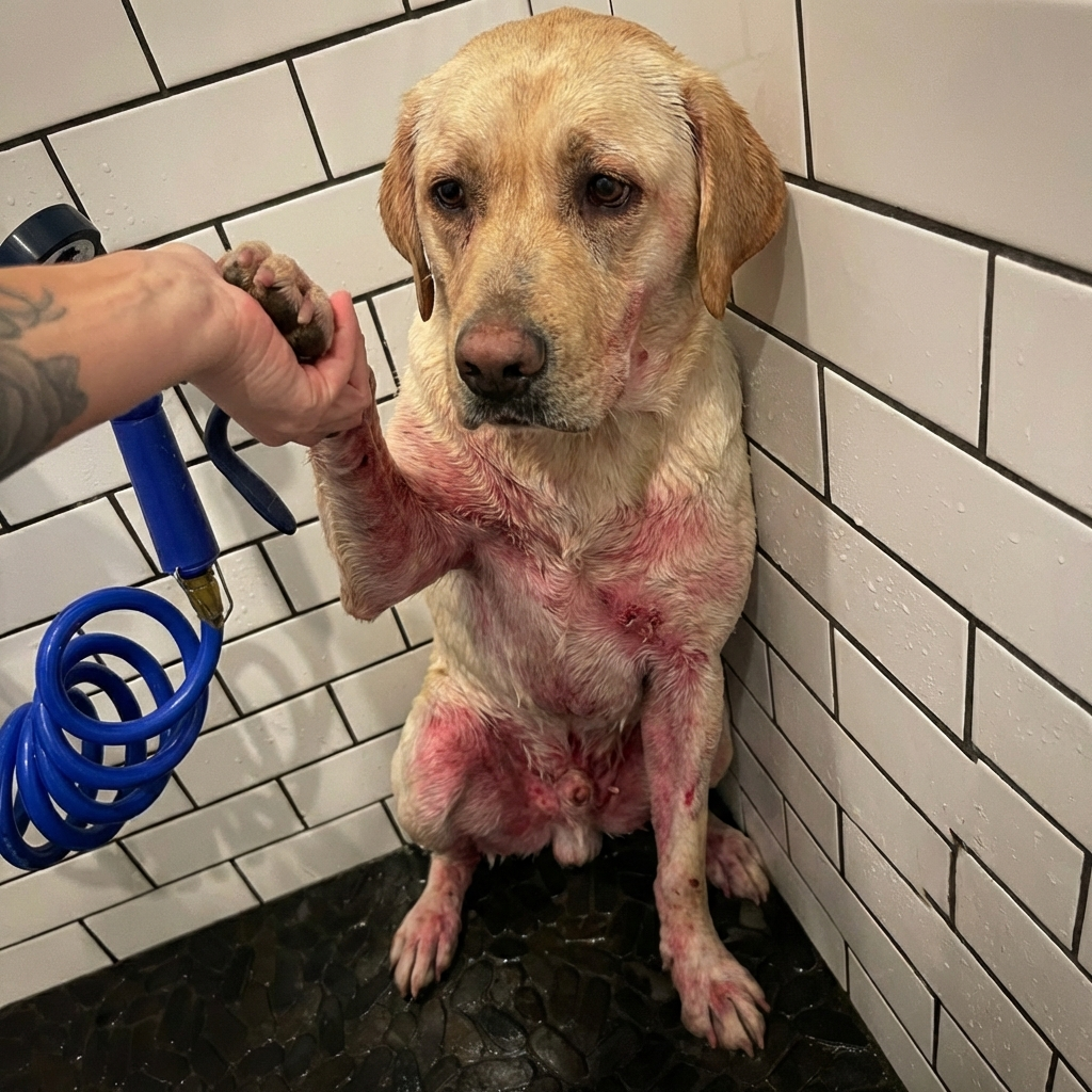 Deep River Animal Shelter Facebook ad: Your dog's constant scratching isn't allergies, it's their…