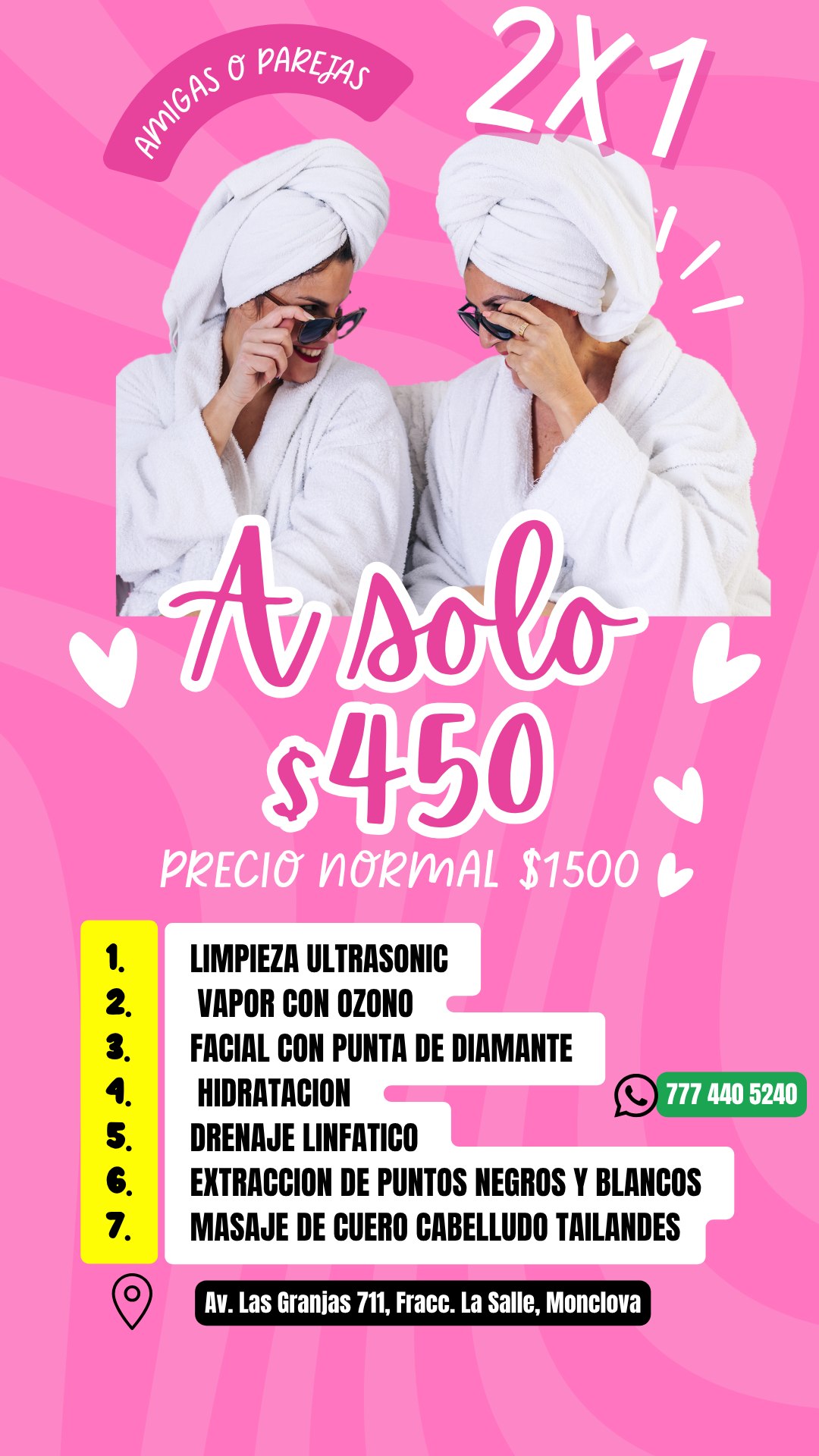 Microderm Spa Monclova Facebook ad: LA MEJOR PROMOCION AL 2X1 DIA DE SPA…