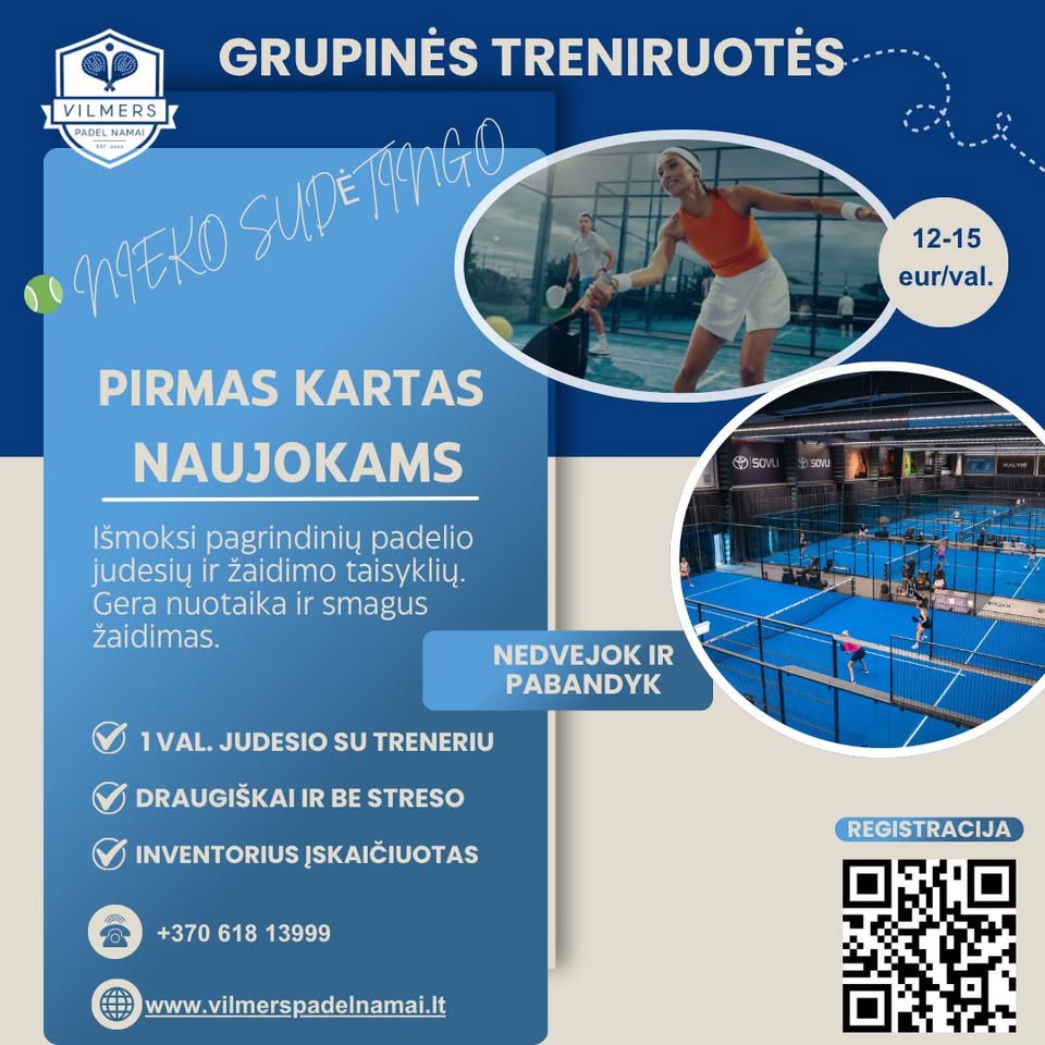 Vilmers padel namai Facebook ad: Prisijunk prie naujokų!