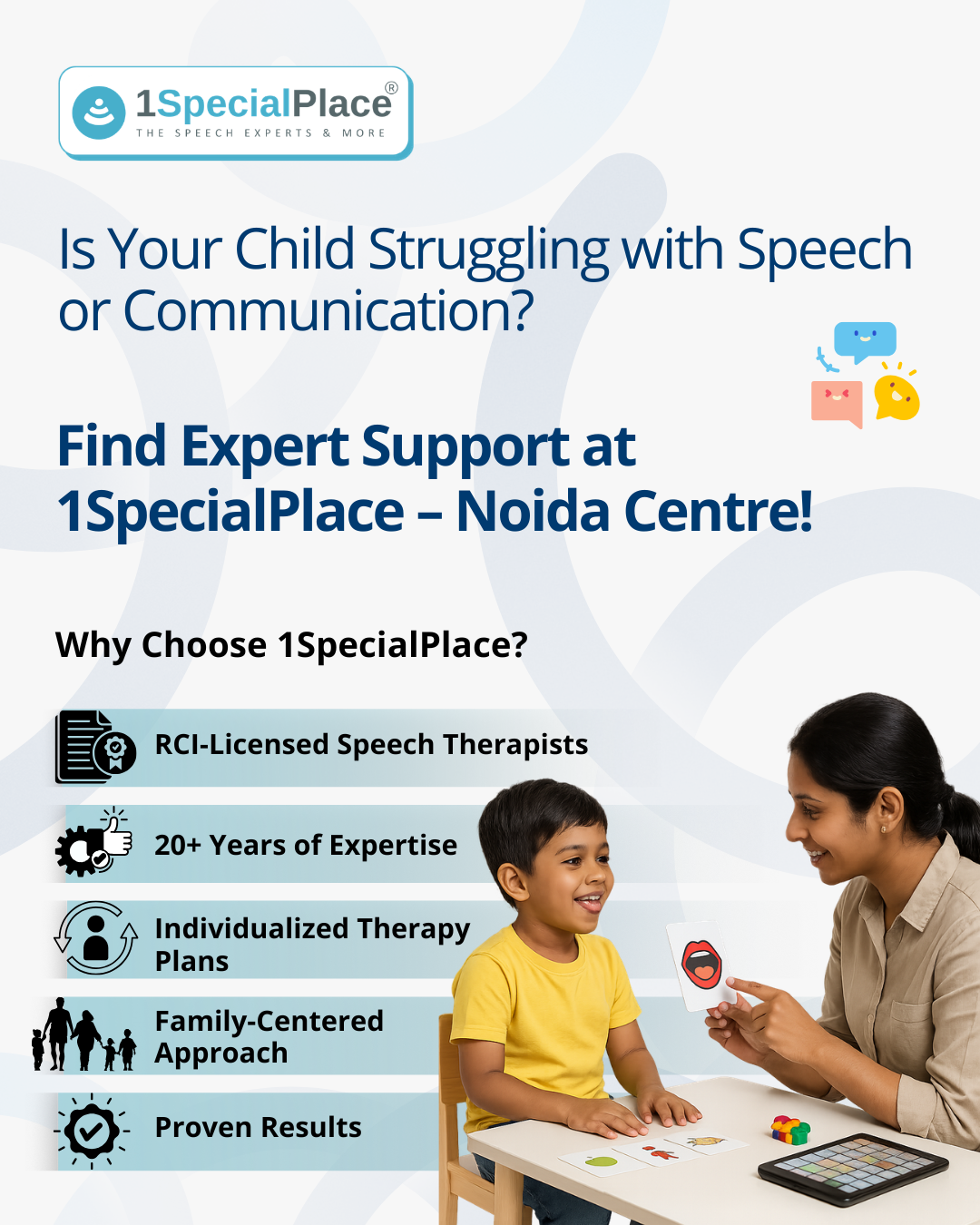 1SpecialPlace Facebook ad: Book a Speech Therapy Appointment