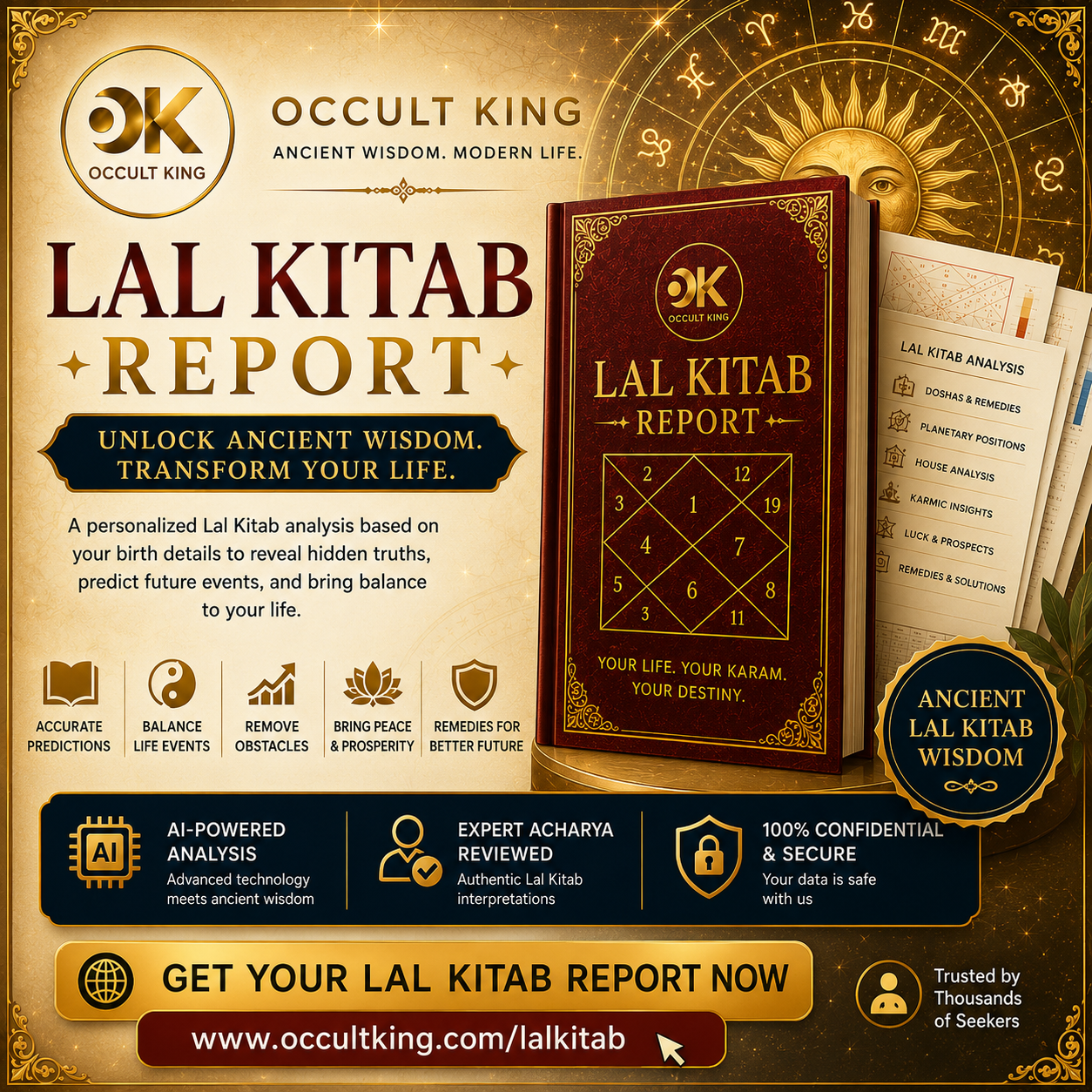 Occult King Facebook ad: Lal Kitab Report, Transform Your Destiny