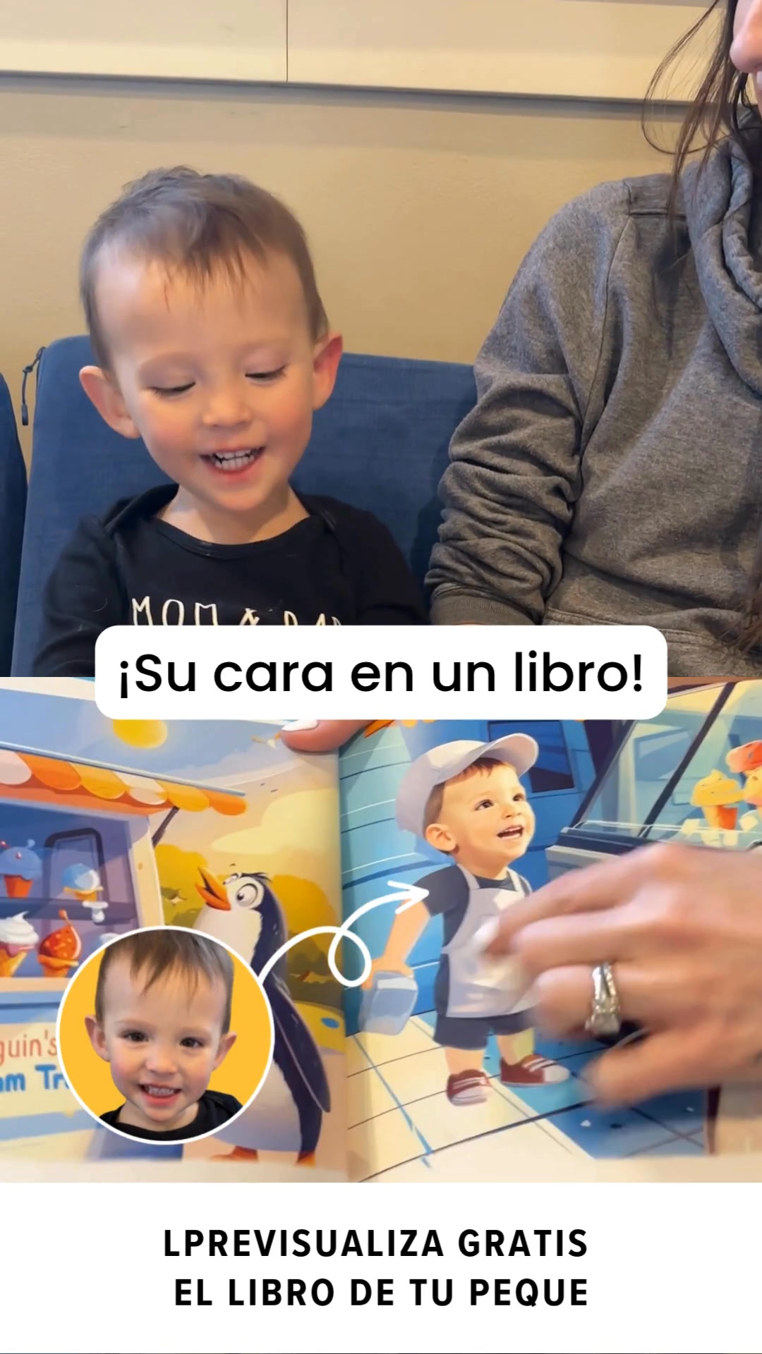 Imagitime Facebook ad: Convierte a tu peque en la estrella de su propio libro