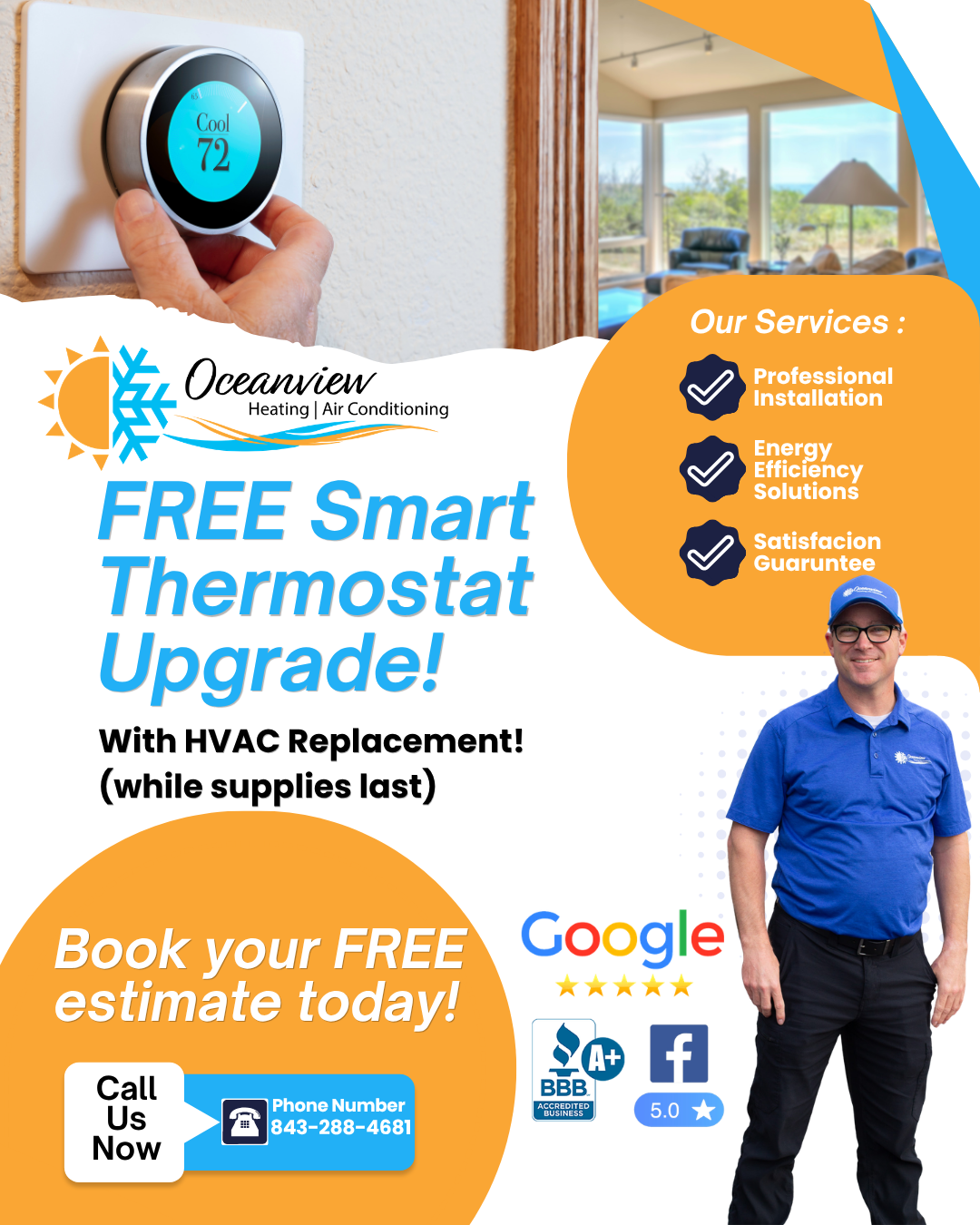 Oceanview Heating and Air Facebook ad from May 22, 2026