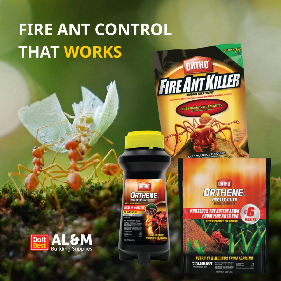 AL&M Building Supplies Facebook ad: Kill Fire Ants Fast