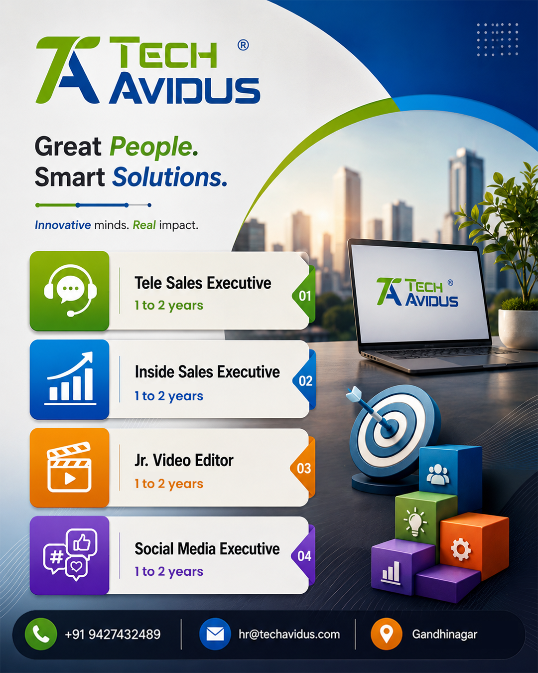 TechAvidus Facebook ad: Call Now & Apply Instantly