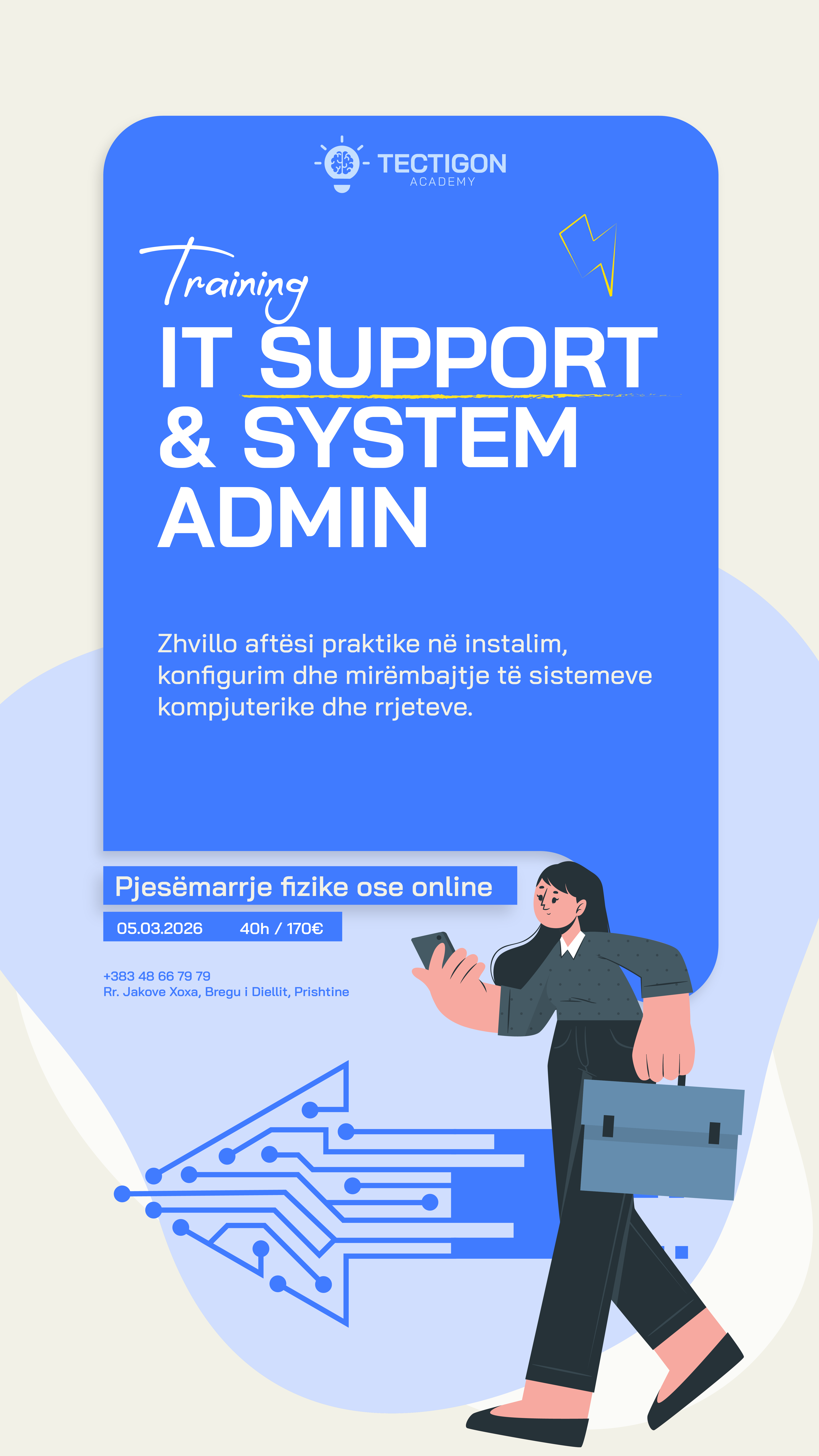 Tectigon Academy Facebook ad: Trajnim IT Support, Sys A
