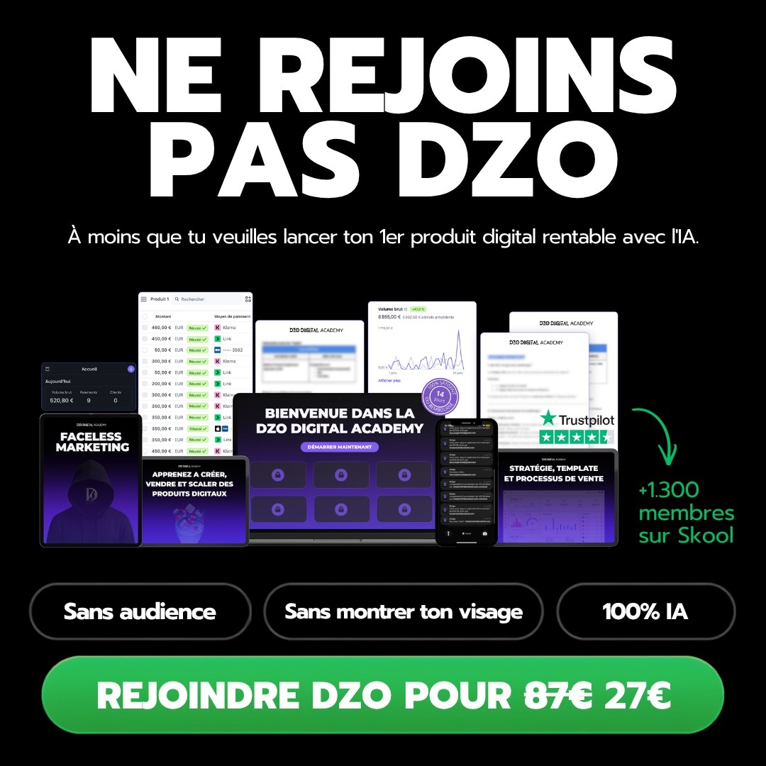 Enzo DZO System Facebook ad: Rejoins +1.300 membres