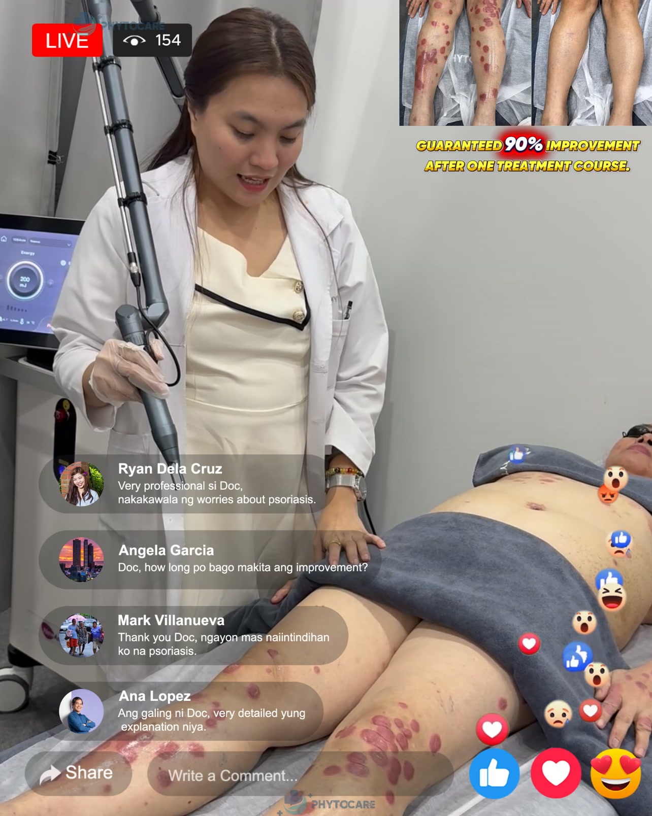 Cebu Phytocare Dermatology Clinic Facebook ad: Visible improvement of up to 90%