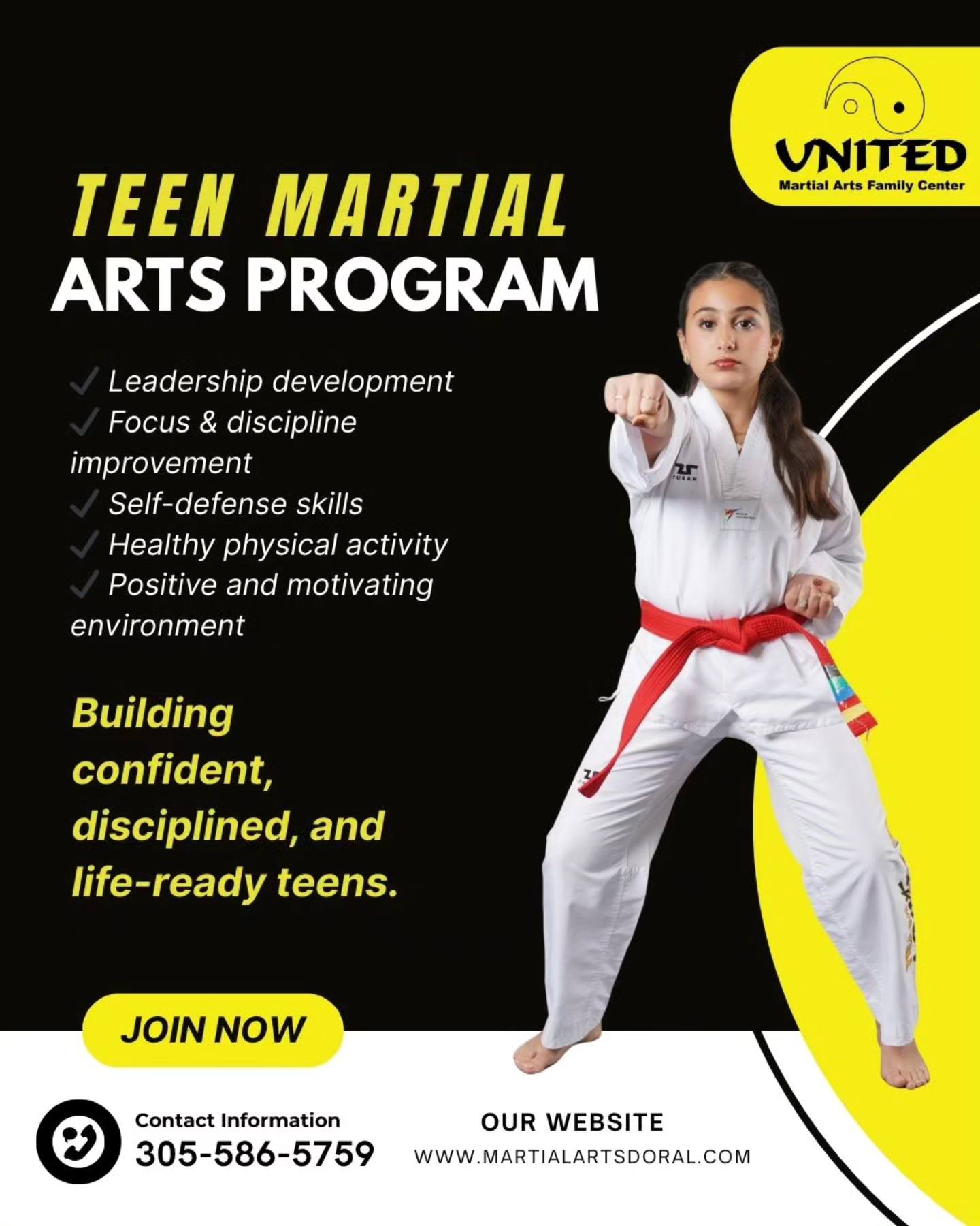 United Martial Arts Doral Facebook ad: Strong teens start here.