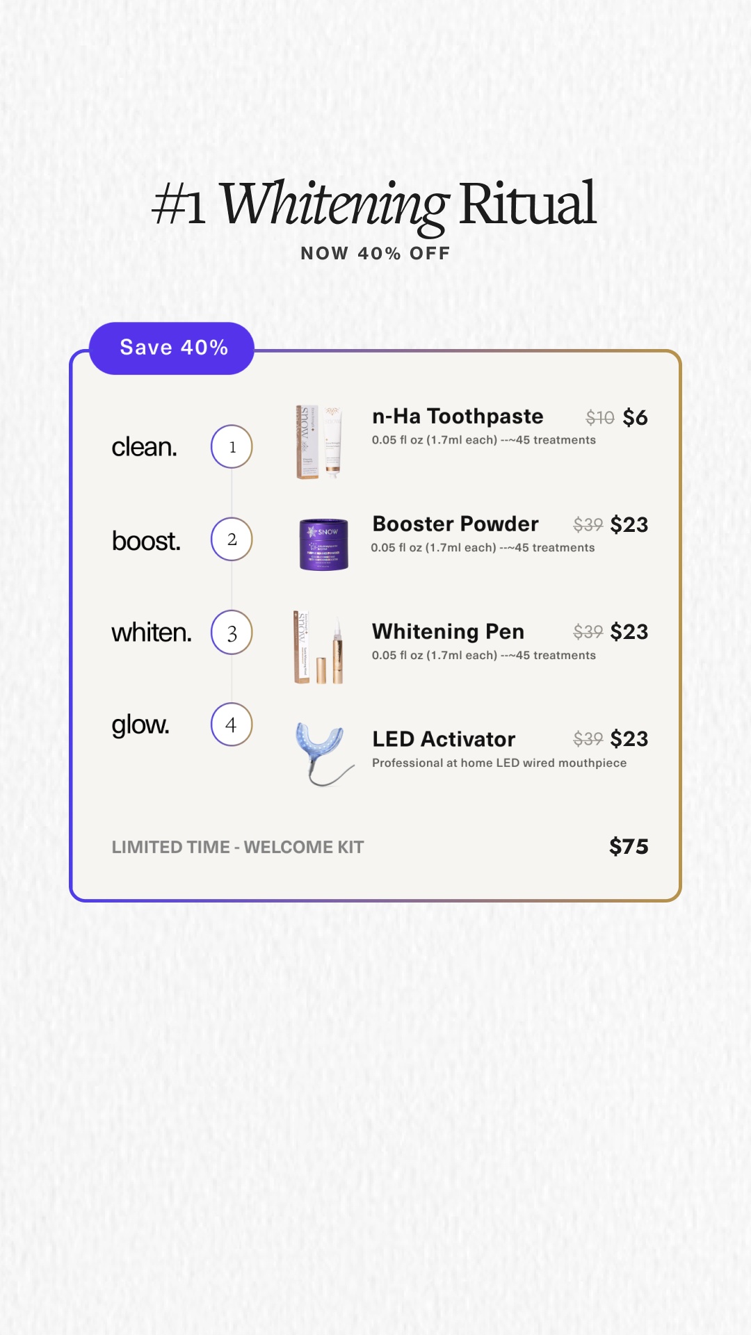 SNOW Teeth Whitening Facebook ad