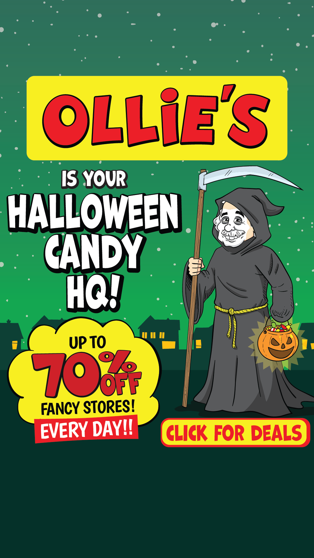 Ollie's Facebook ad: Save up to 60% off on Hershey's, M&M's…