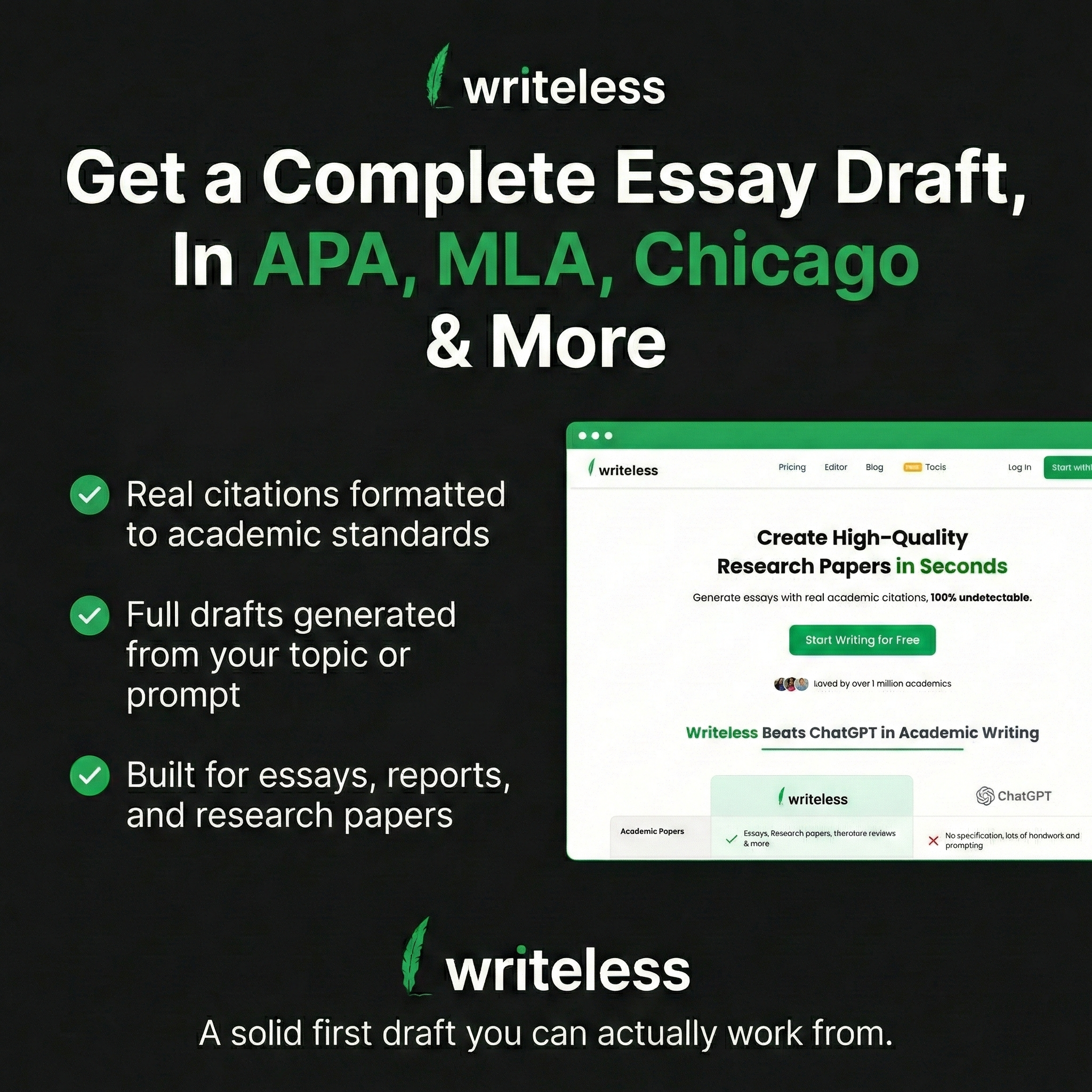 Writeless AI Facebook ad