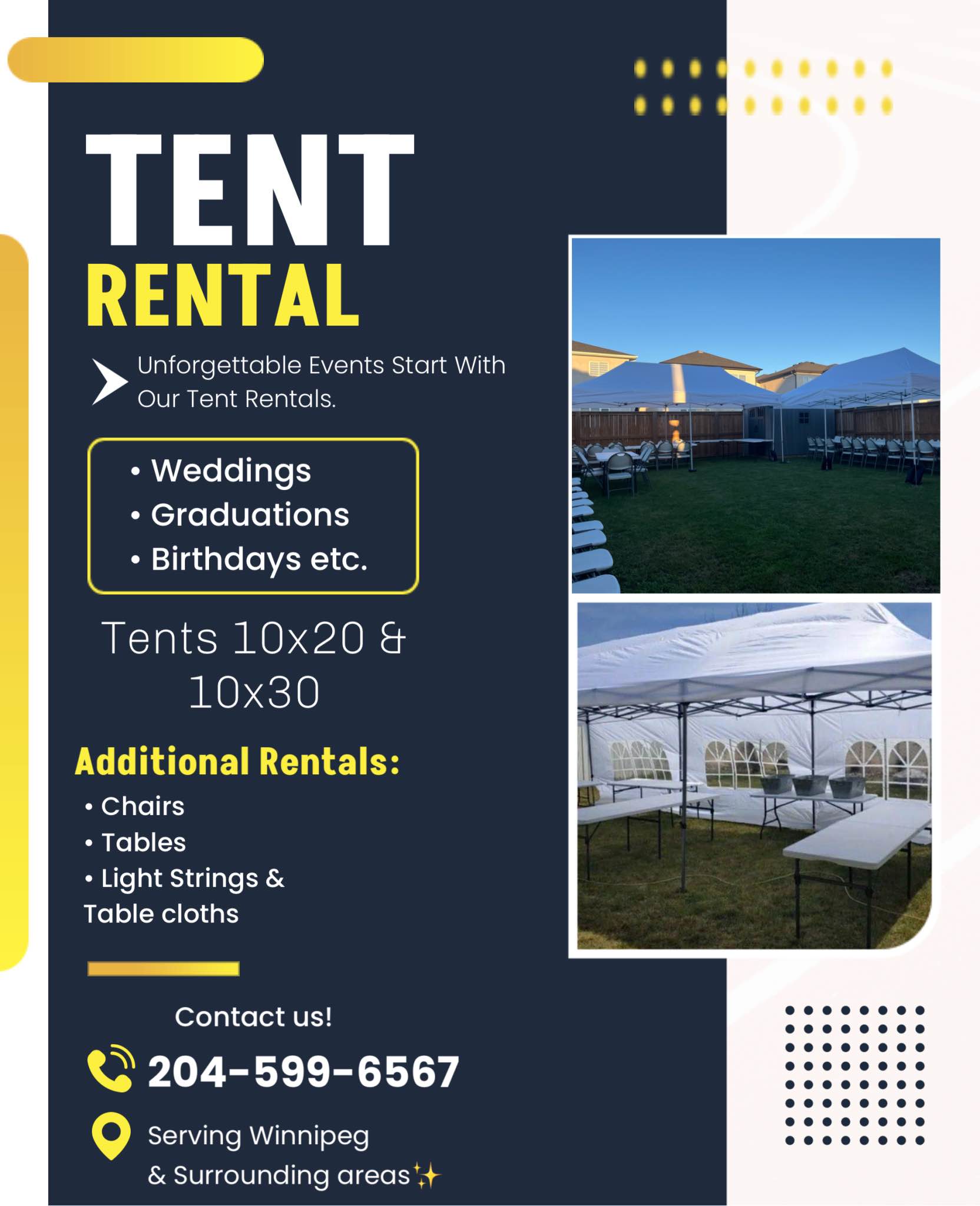Rebecca Martinez Facebook ad: Pop-Up Tents/Chairs/Tables